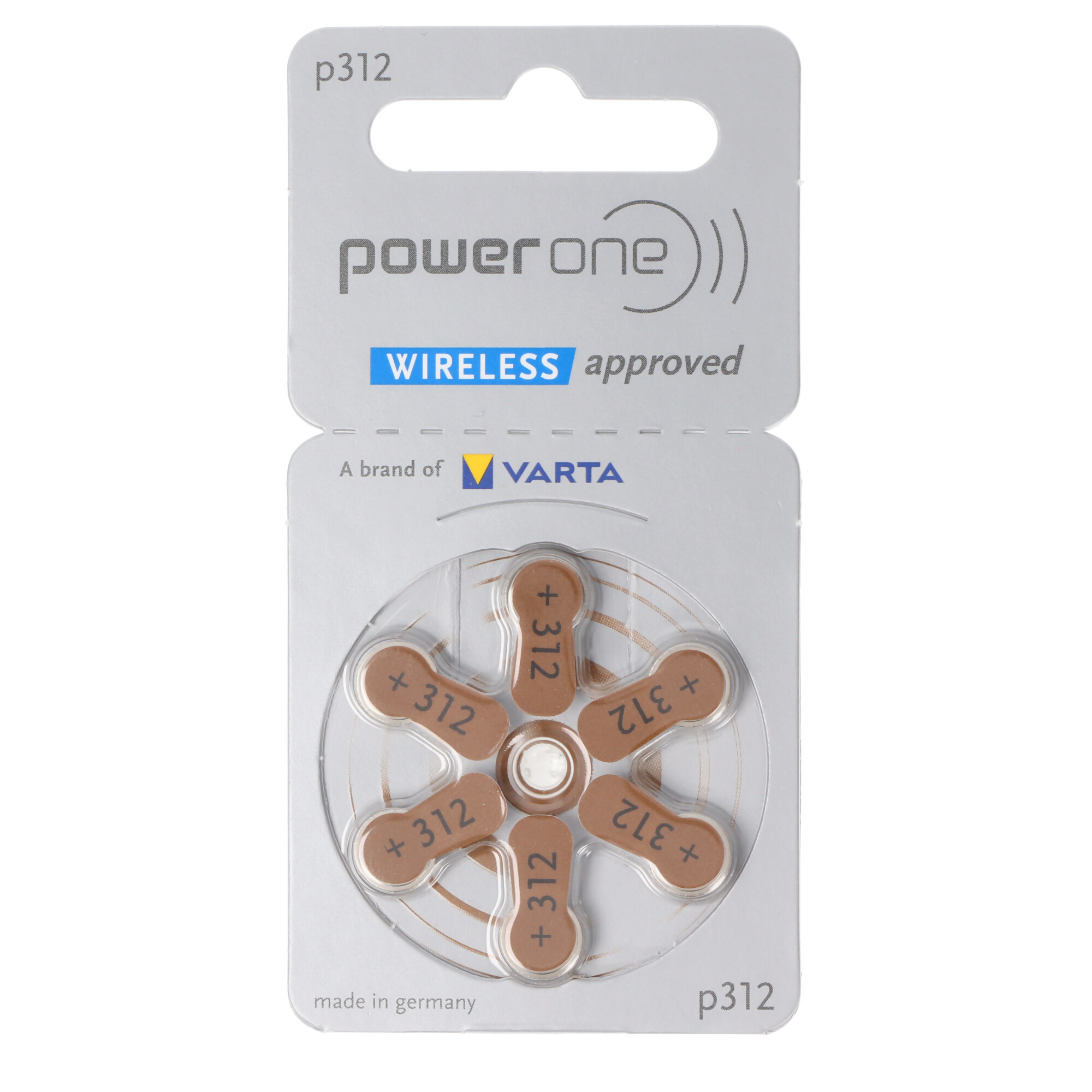 Power one Batterie Zinc Air, 312, 1.4V Retail Blister (6-Pack) Hörgerätebatterie