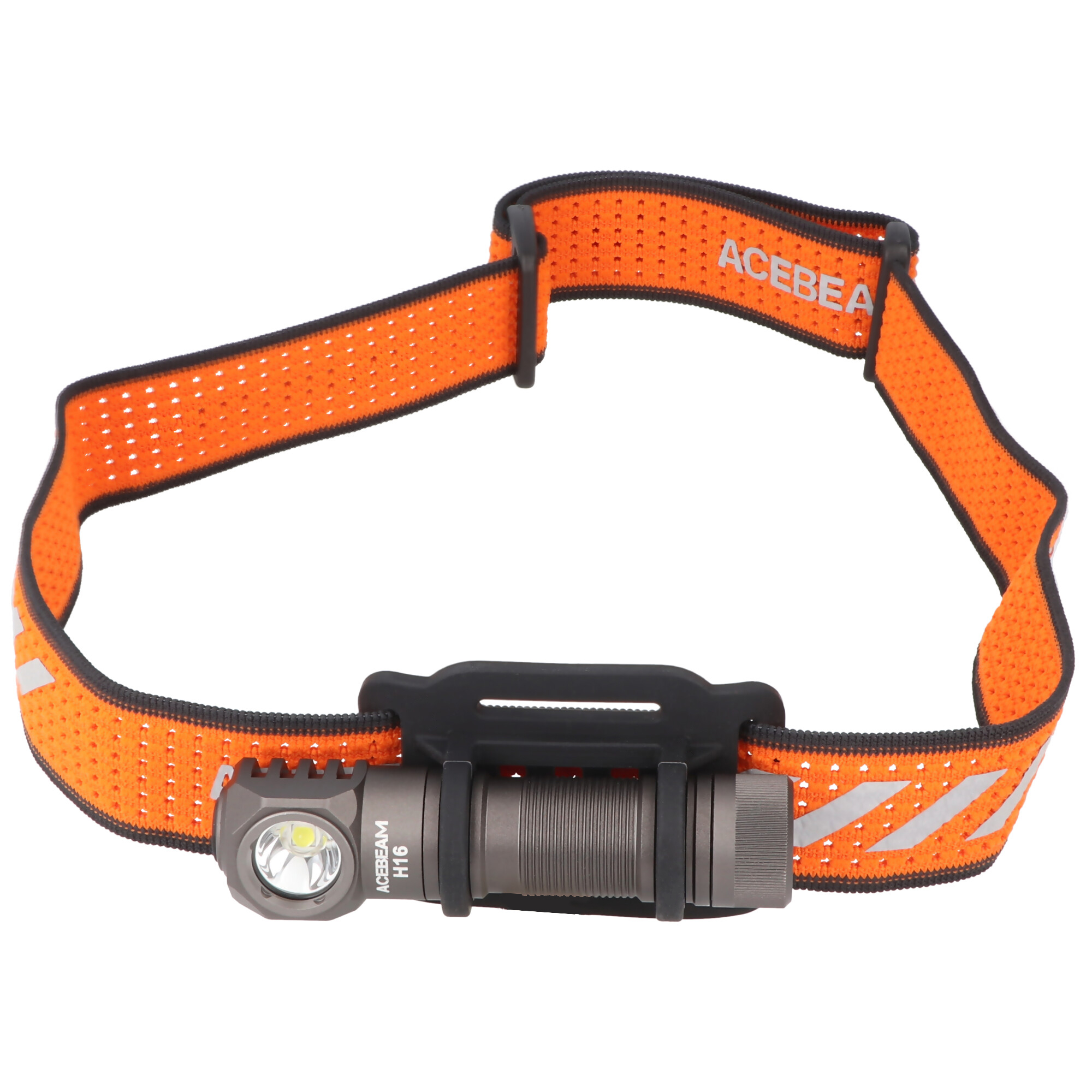 AceBeam H16 LED Stirnlampe mit max. 1.000 Lumen, 6.500K kaltweiß mit grauem Gehäuse, reflektierendes Kopfband, inklusive 14500 Li-Ion Akku