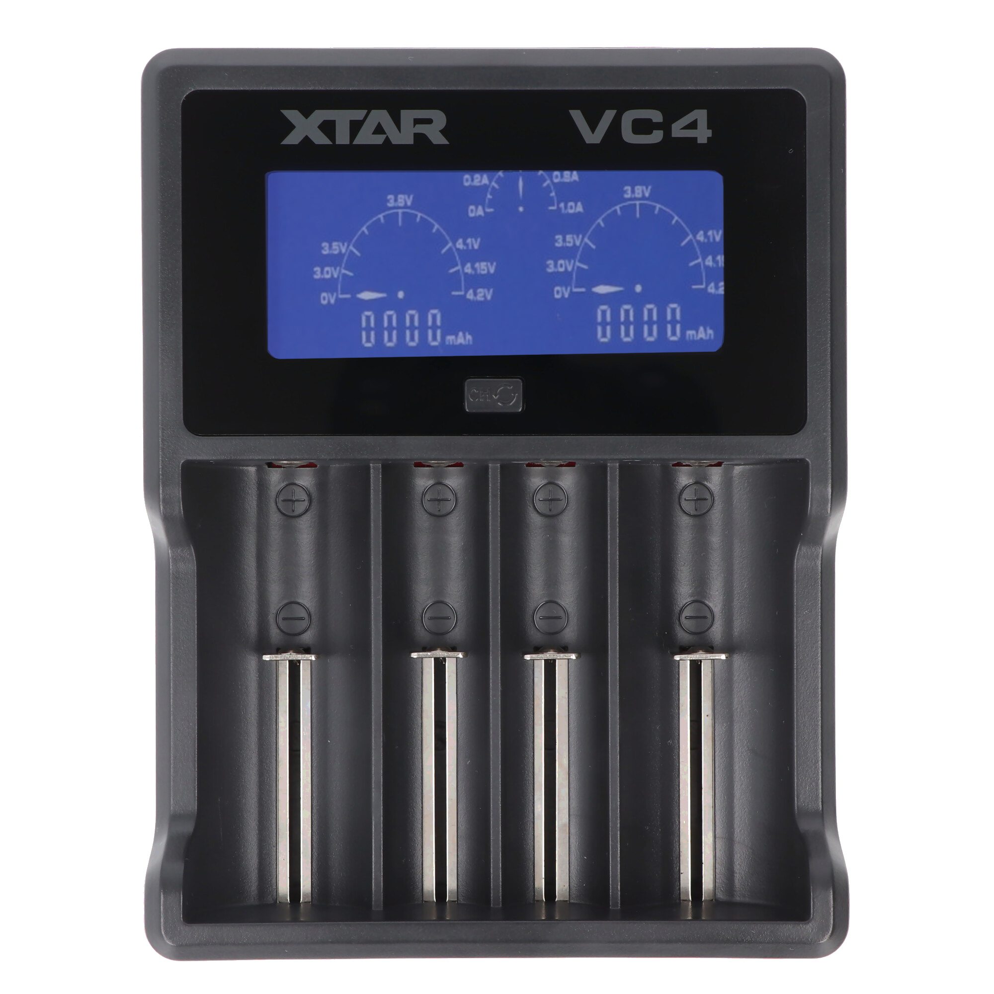 VC4 4-Kanal Li-Ion und NiMH LCD Schnellladegerät mit Einzelkanalsteuerung für 18650, AA, AAA, C und D