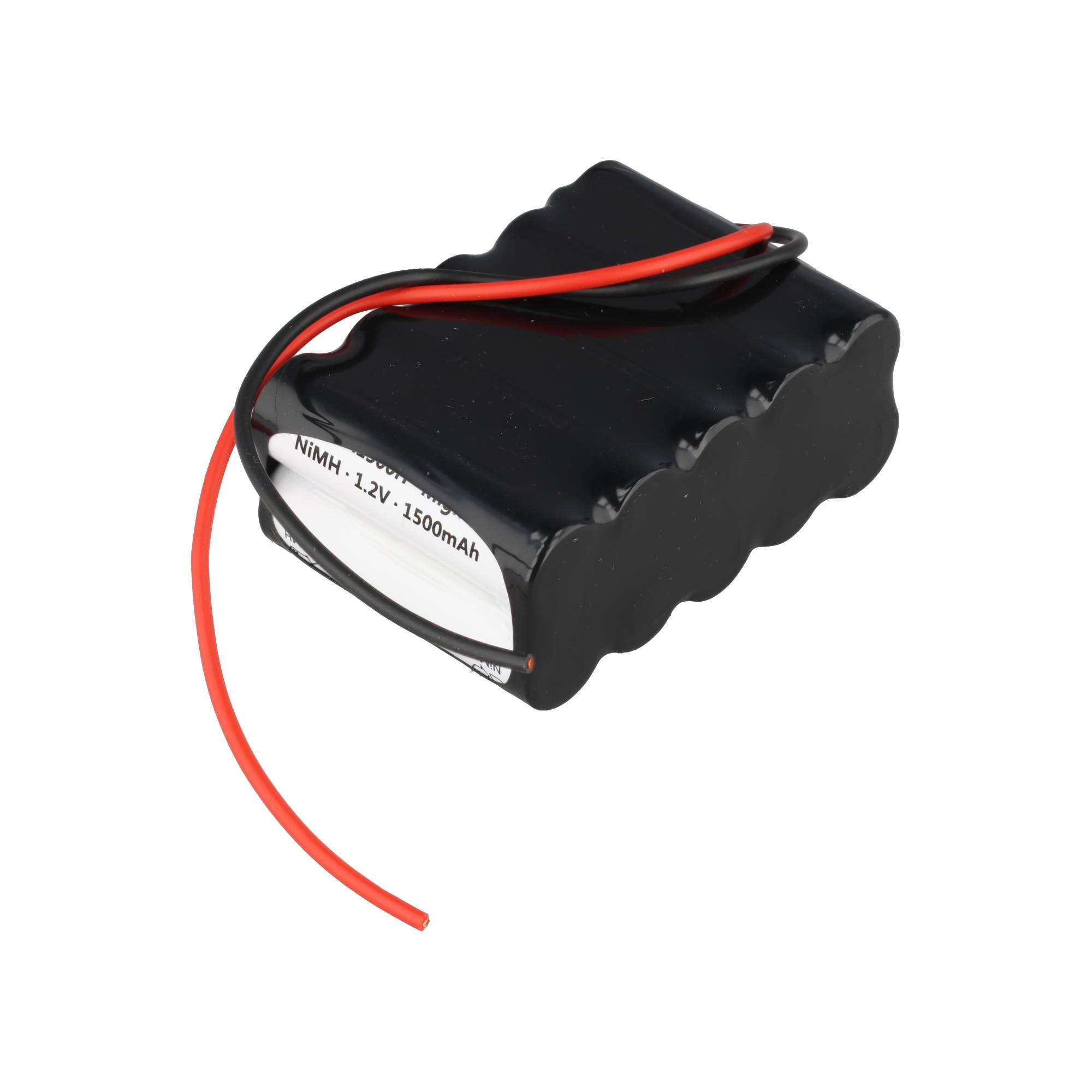 Notleuchtenakku NiMH 12V 1500mAh F2x5 Mignon AA, 73x50x29, mit 200mm Kabel einseitig