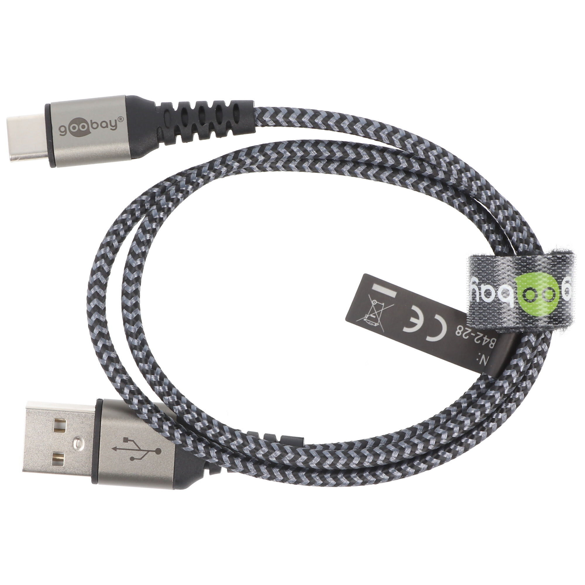 Lightning auf USB-A Textilkabel mit Metallsteckern, extra-robustes Verbindungskabel für Apple iPhone, iPad, iPod, AirPod, optimierter Knickschutz