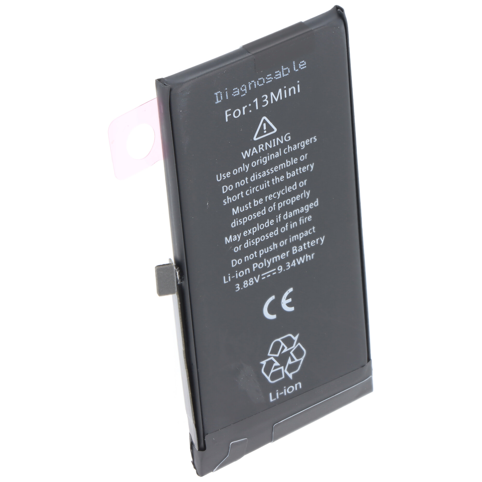 Akku passend für Apple iPhone 13 Mini, diagnostizierbar, Li-Polymer, 3,88V, 2406mAh, 9,3Wh, ohne Werkzeug