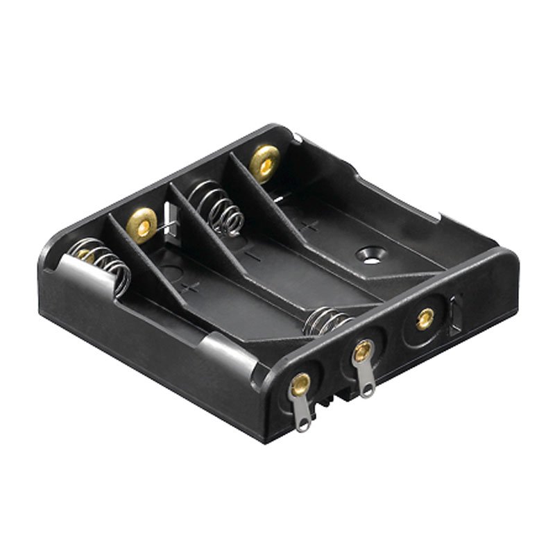 Batteriehalter , 4x Micro "AAA" mit Lötanschluss – Batteriehalter AAA Micro, Batterie Halterung Elektronik, mit Lötanschluss Kabel (Kunststoff)