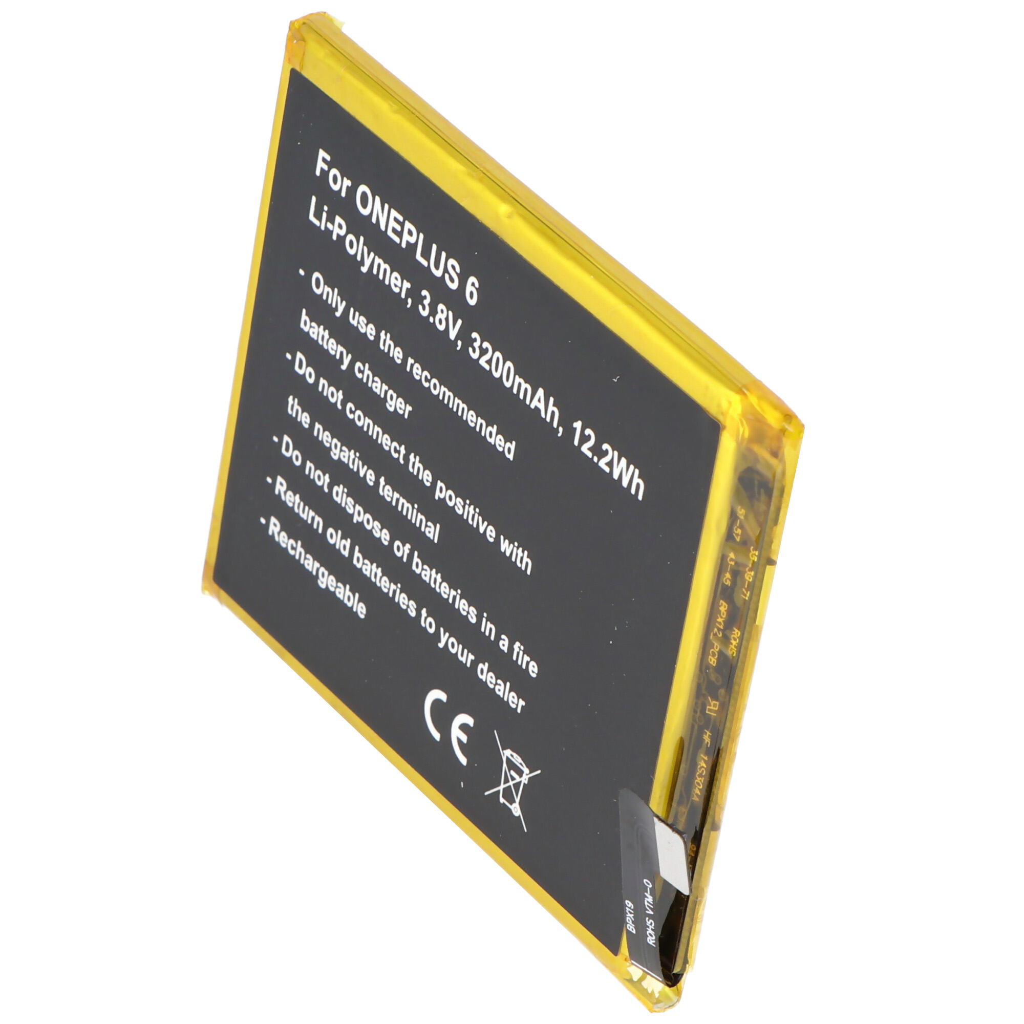 Akku passend für ONEPLUS 6, Li-Polymer, 3,8V, 3200mAh, 12,2Wh, built-in, ohne Werkzeug