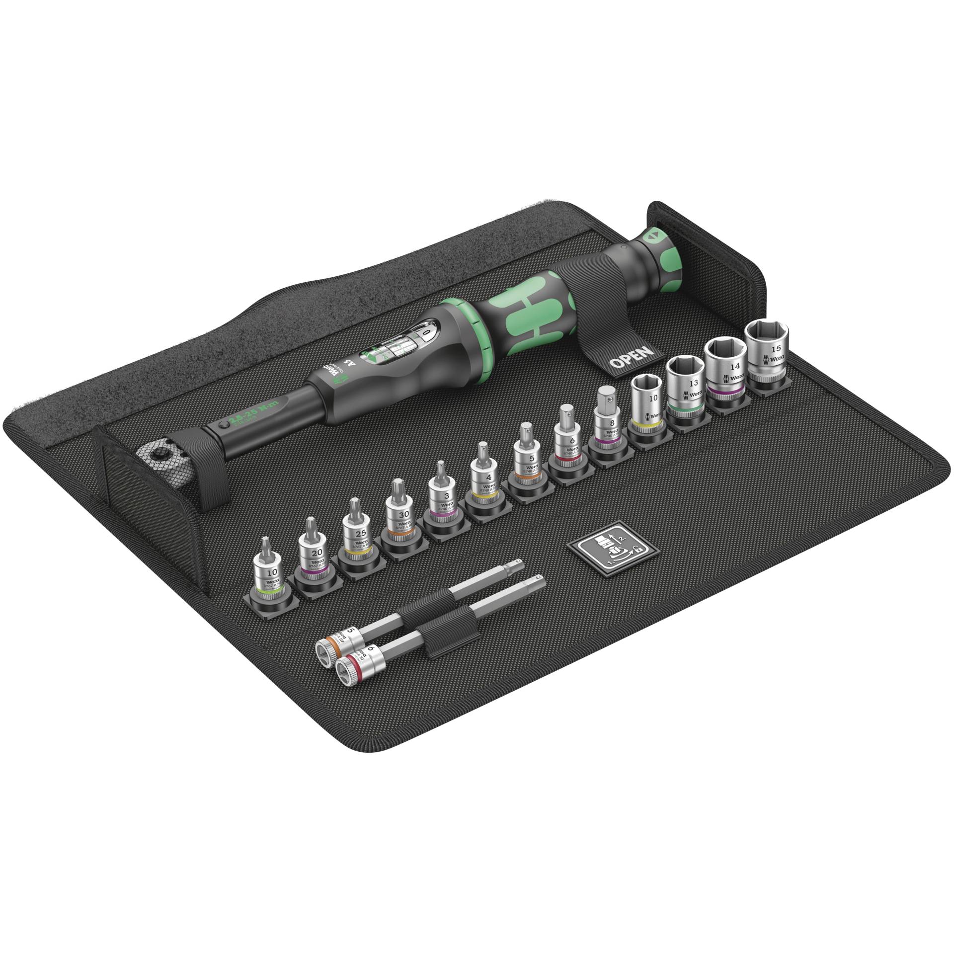 Wera Bicycle Set Torque 1 – 16-teiliges Fahrrad-Drehmomentwerkzeug-Set mit Click-Torque A 5, 2,5–25 Nm