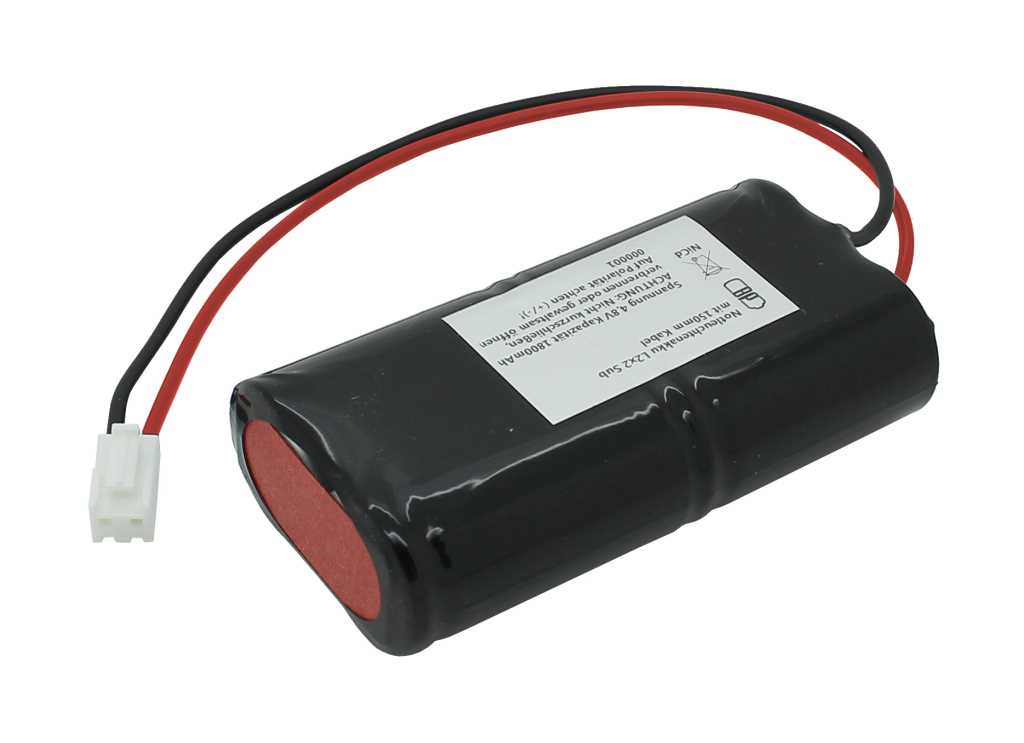 Notleuchtenakku NiMH 4,8V 1800mAh L2x2 Sub-C mit 200mm Kabel und Stecker ersetzt CEAG 40066071181