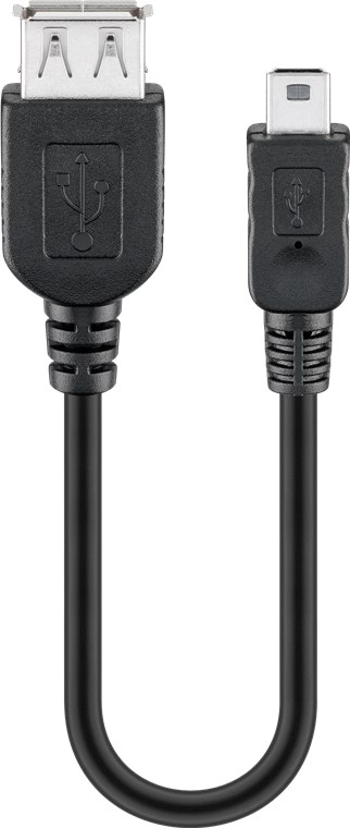 Goobay USB 2.0 Hi-Speed Adapter 0,2 m - USB 2.0-Buchse (Typ A) > USB 2.0-Mini-Stecker (Typ B, 5-Pin)