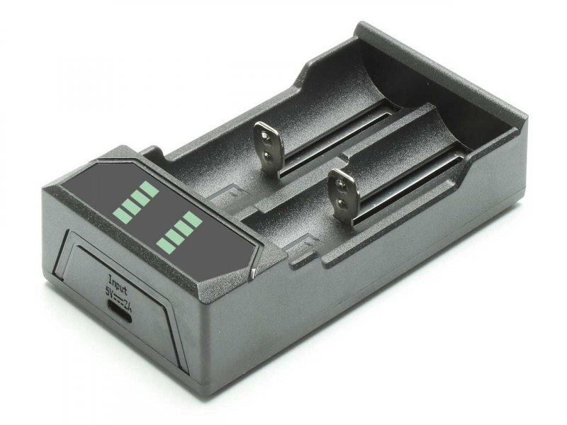 EIZFAN NC2 - USB Ladegerät Li-Ion 18650 – 2-Schacht Ladegerät mit USB-C
