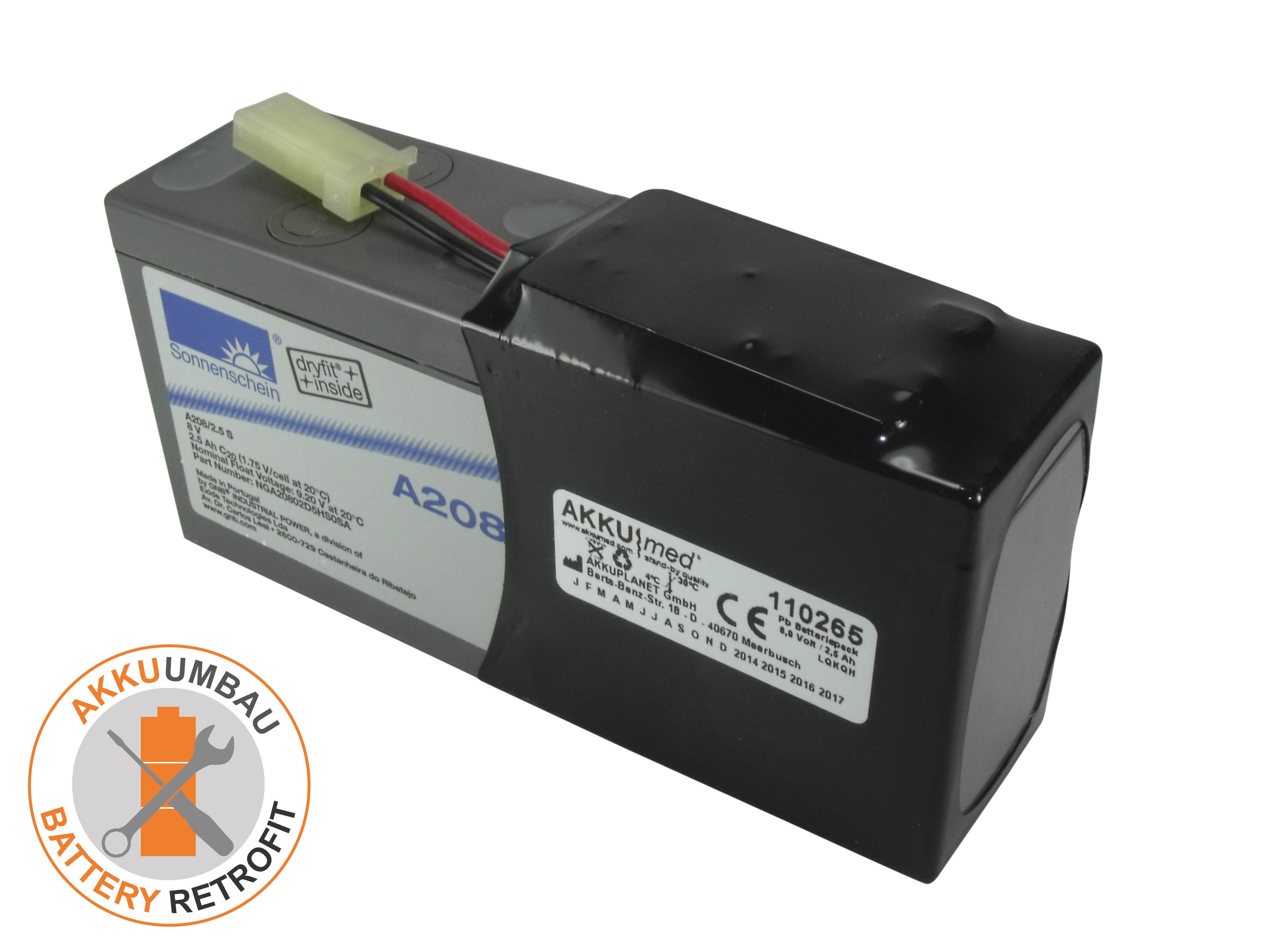 Blei Gel Akkuumbau passend für Protocol Propaq CS Vital 101-106, 242 - B10813