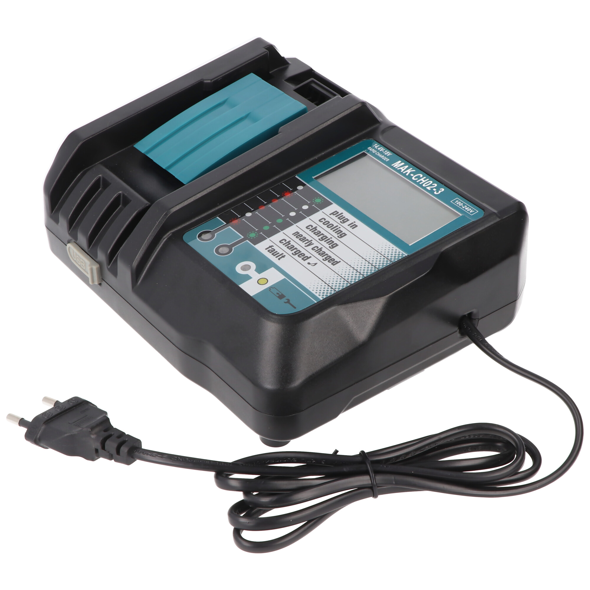 Ladegerät mit LED-Anzeige passend für Makita 14,4 und 18V Akku BL1840 Akku BL1850, BL1860