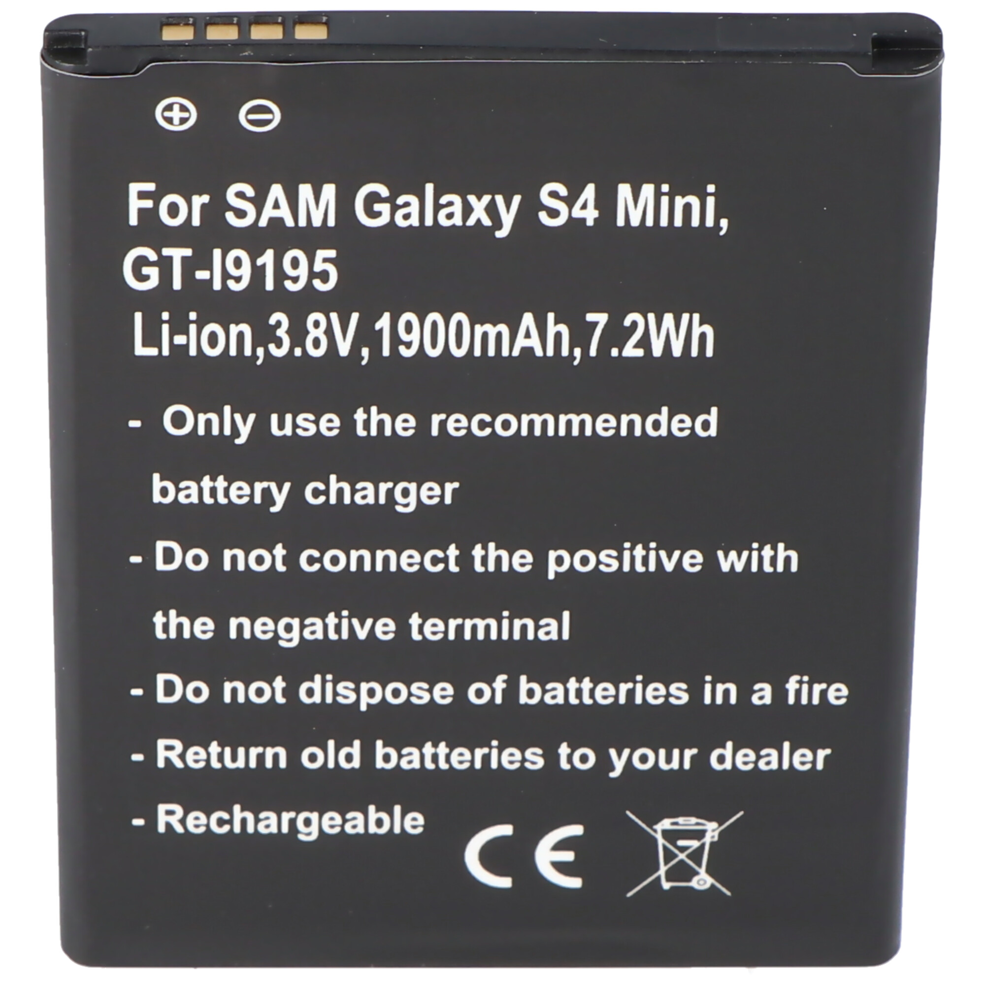 Samsung Galaxy S4 Mini Nachbau Akku, Samsung GT-I9195, Samsung GT-I9190, Samsung GT-I9192, B500BE mit NFC von AccuCell
