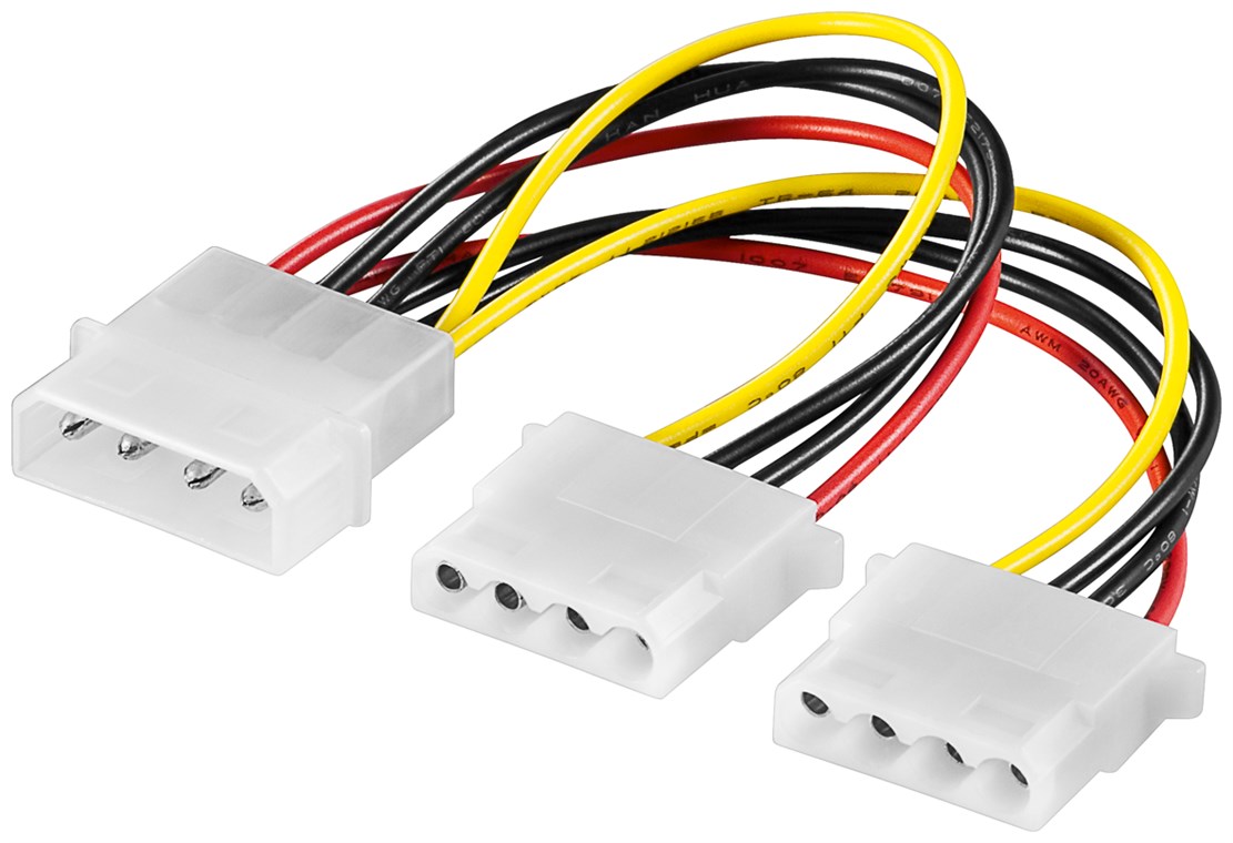 Goobay PC Y-Stromkabel/Stromadapter 5.25, 1x Stecker zu 2x Buchse - HDD/5,25 Zoll-Stecker (4-Pin) > 2x HDD/5,25 Zoll-Buchse (4-Pin)