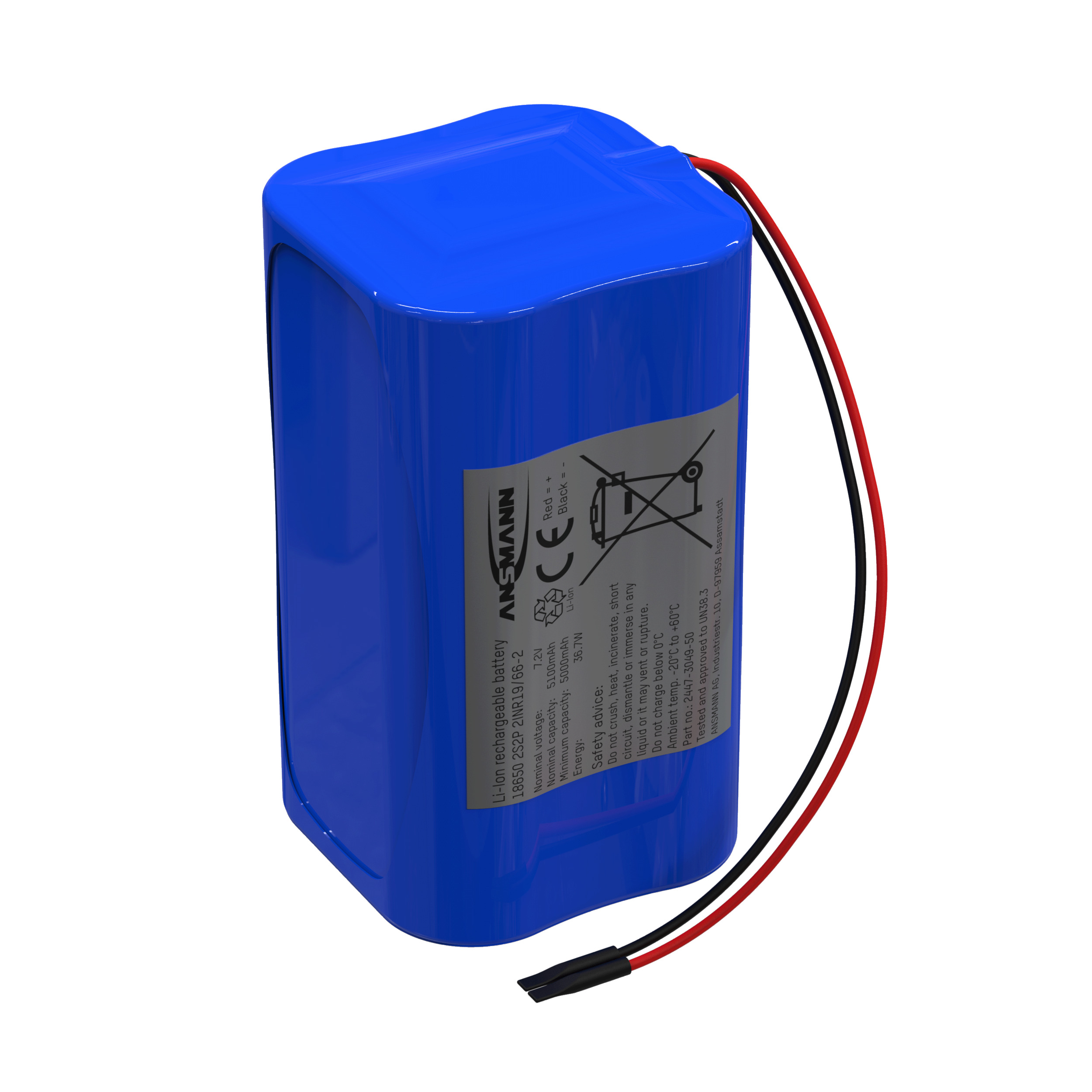 Lithium-Ionen Akkupack 7,2 V/5100 mAh/2S2P, ideal für mobile Anwendungen
