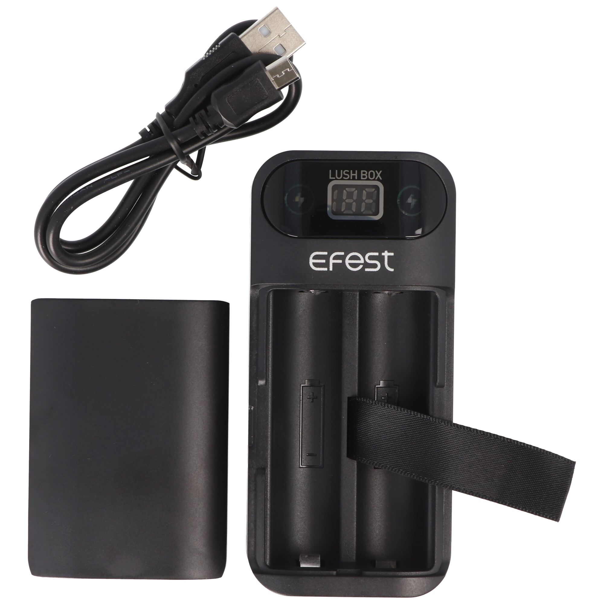 Powerbank und 18650 Li-ion Ladegerät für 18650 3,6V -3,7V max. 66,5mm Lithium Ionen Akkus, ohne Akkus