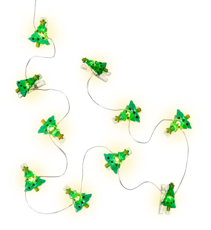 Goobay 10er LED-Fotoclips-Lichterkette "Tannenbaum" - mit Timer-Funktion, warmweiß (3000 K), batteriebetrieben