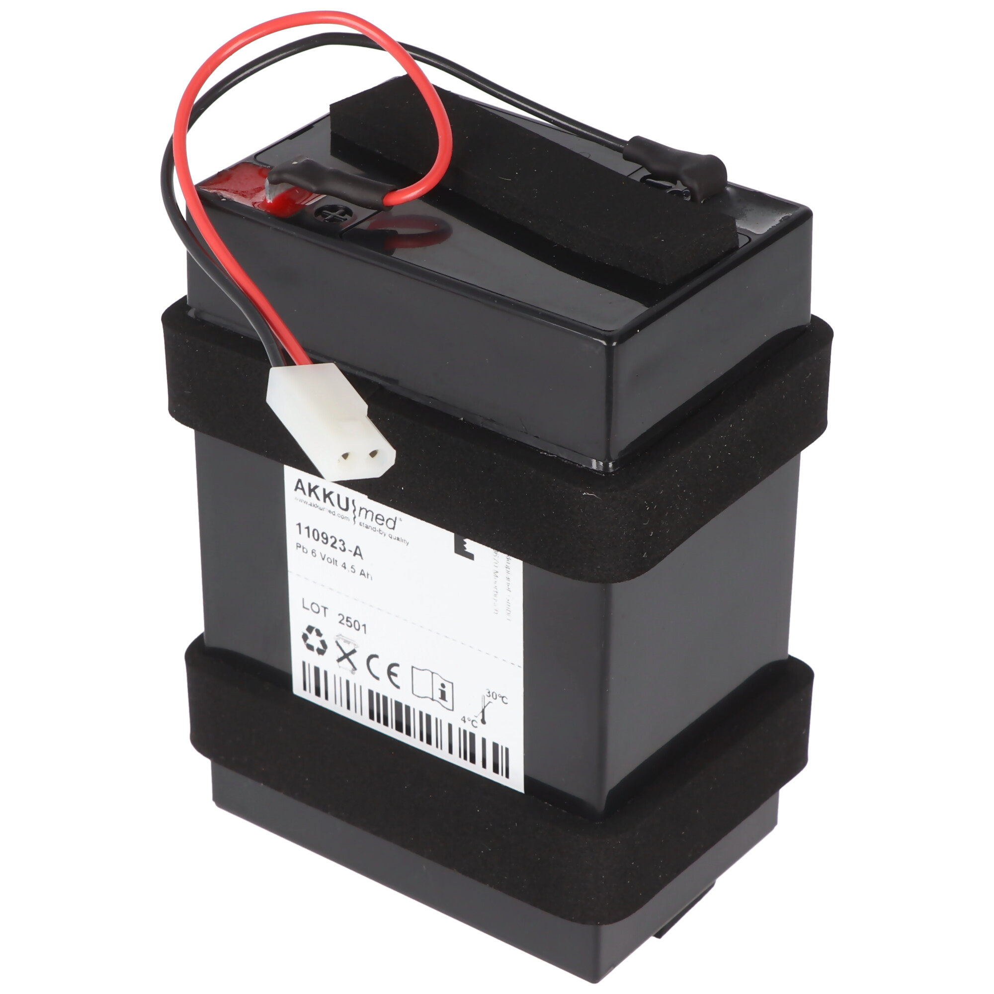 Bleiakku passend für Welch Allyn Vital Sign Monitor (VSM) 300 Serie/ Spot 420/ 42NOB/ 53NTB/ 53NTL/ 63NTB (501-0015-01) Typ 4200-84 - 6,0 Volt 4,5 Ah CE Konform