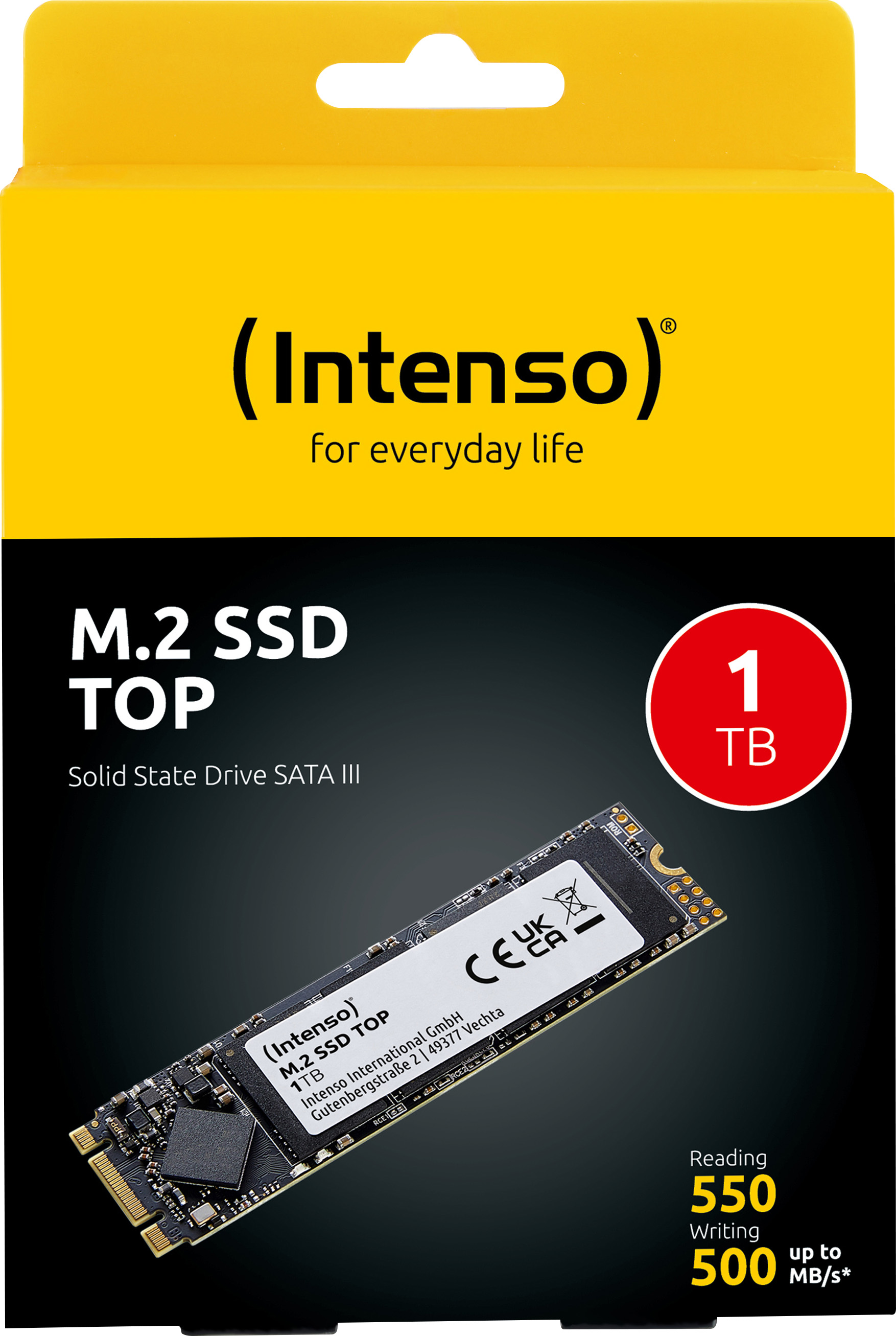 Intenso SSD 1TB, SATA-III, M.2 2280, Top (R) 550MB/s, (W) 500MB/s, Retail