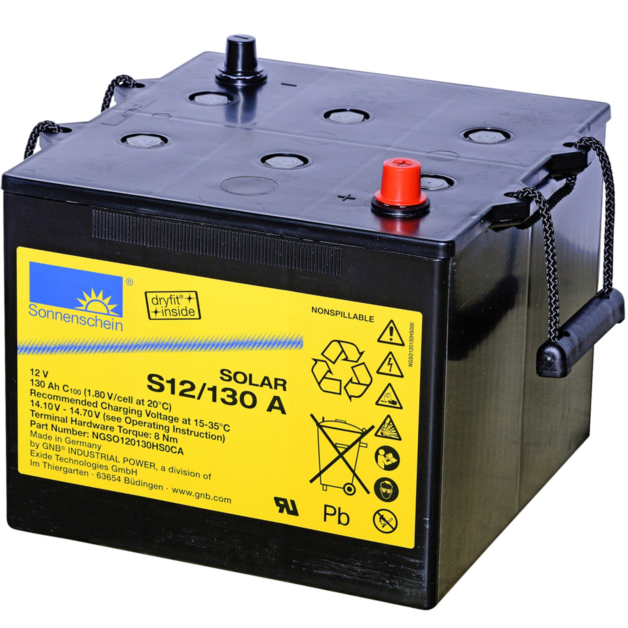 Exide Sonnenschein Solar S12/130 A Blei Akku mit A-Pol 12V, 130000mAh