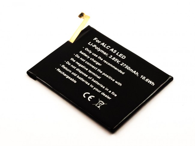 2750mAh, Akku passend für Alcatel A5 LED, Li-Polymer, 3,85V, 10,6Wh, built-in, ohne Werkzeug
