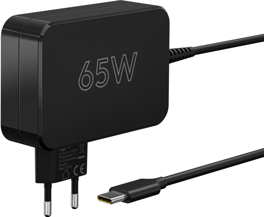 Goobay USB-C™-Ladegerät für Laptops (65 W) schwarz - kompaktes Notebook-Netzteil mit Schnellladefunktion (Power Delivery)