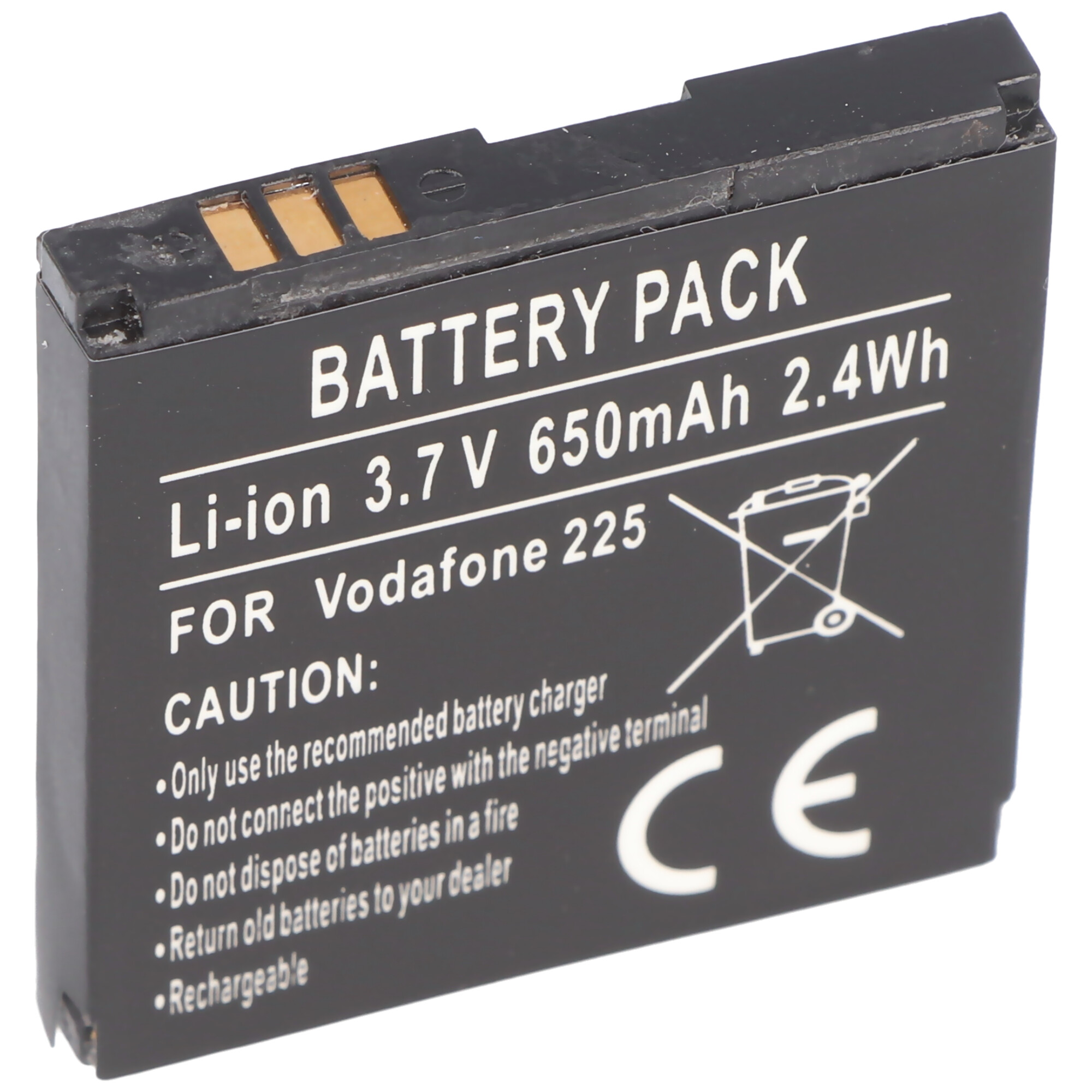 Akku passend für Handy Vodafone 125, 225, 246 Akkutyp Li3706T42P3h38385 Abmessungen 37,85x37,85x5,7mm