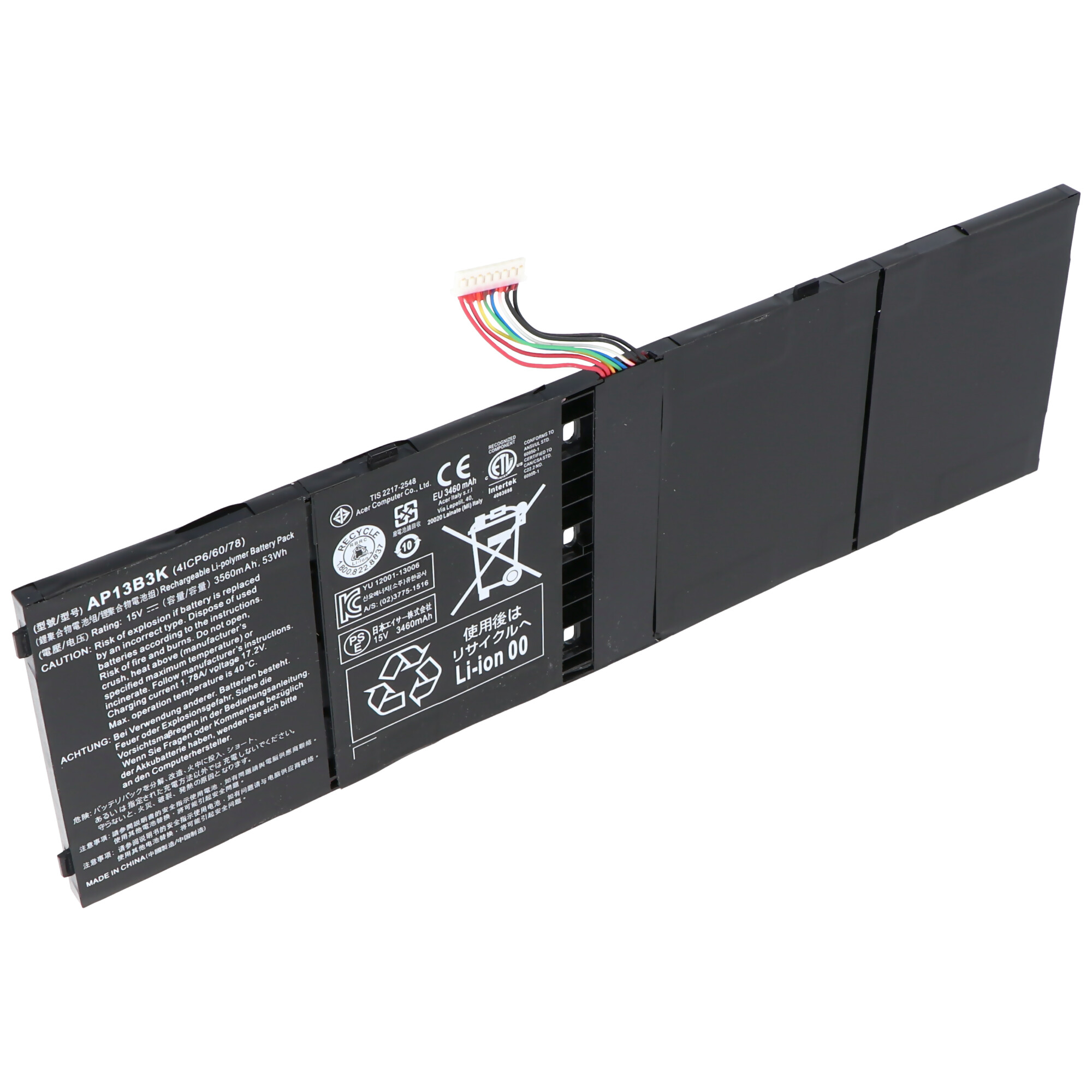 Akku passend für ACER Aspire V5-573 Series, Li-ion, 15 Volt, 3490mAh, 53Wh, built-in, ohne Werkzeug
