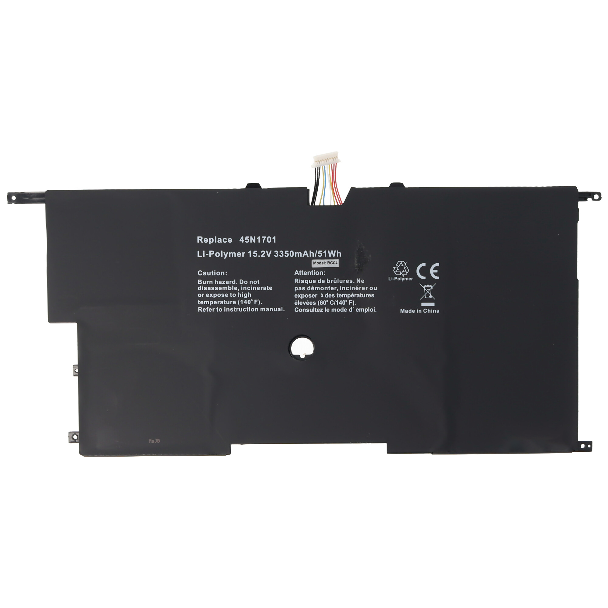 Akku passend für Lenovo X1 Carbon Gen 3 20BS 2015, Li-Polymer, 15,2V, 3000mAh, 45Wh, built-in, ohne Werkzeug