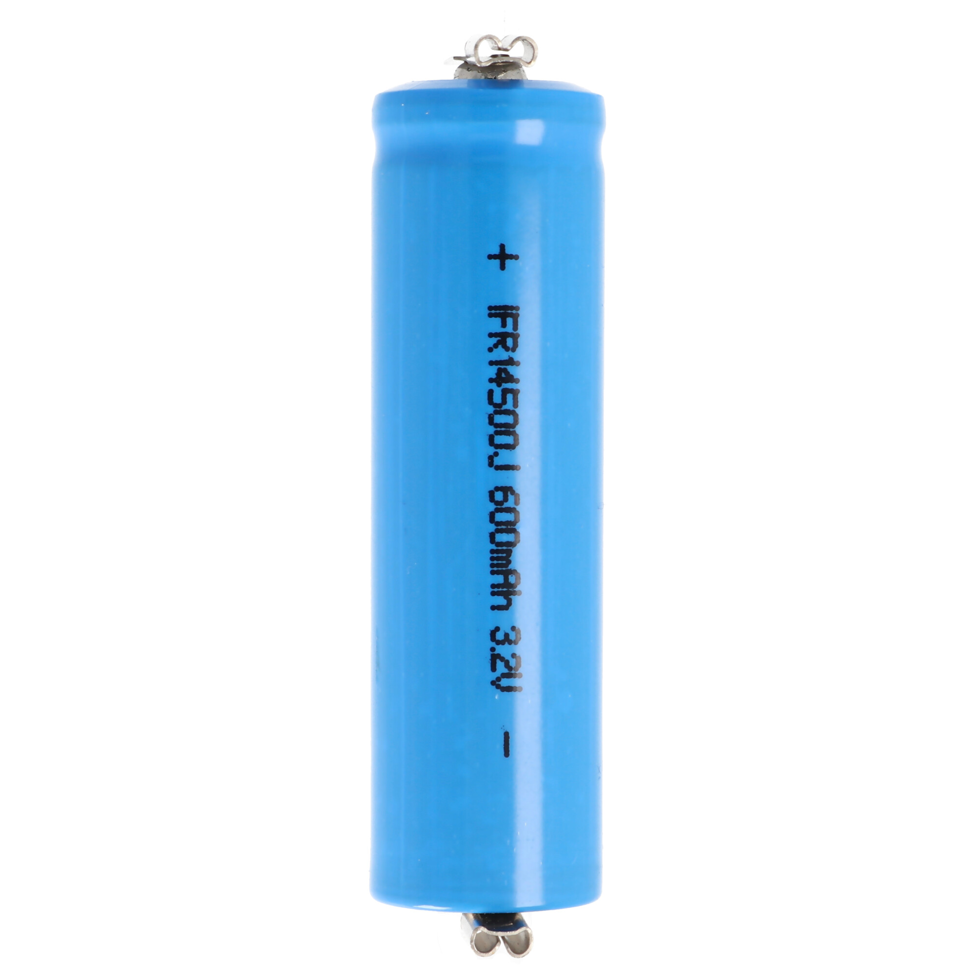 3,2 Volt Solar Akku Lithium IFR 14500 AA mit 2,8mm Buchsen 600mAh LiFePo4 Akku Flat Top ungeschützt Masse 14,2 x 50,2mm