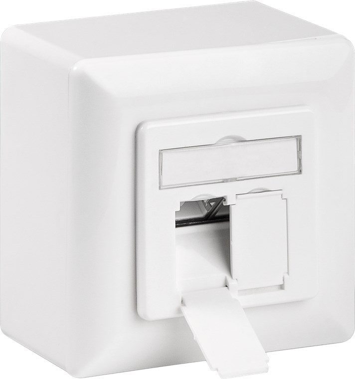 Goobay CAT-6A-Universaldose inkl. Aufputzmontage-Rahmen - 2x RJ45-Anschlüsse, geschirmt, Klemmleiste für werkzeugfreie LSA-Montage