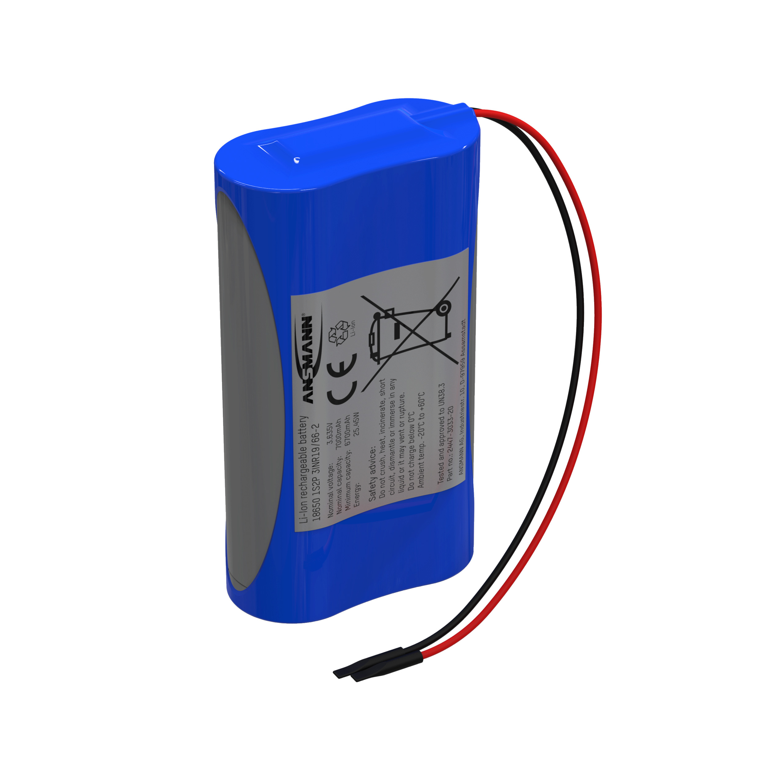 Ansmann Lithium-Ionen Akkupack 3,63 Volt / 7000 mAh / 1S2P, ideal für mobile Anwendungen