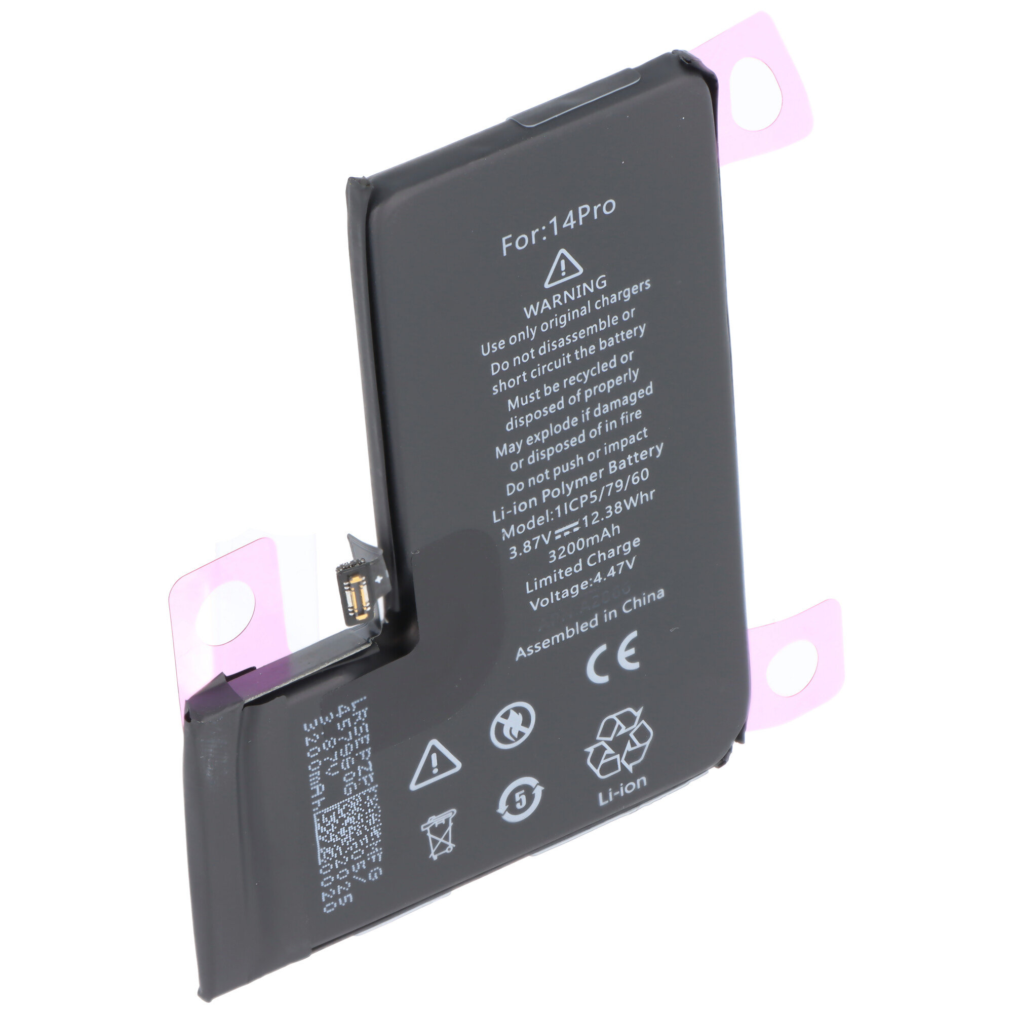 Akku passend für Apple iPhone 14 Pro, Li-Polymer, 3,87V, 3200mAh, 12,38Wh, ohne Werkzeug