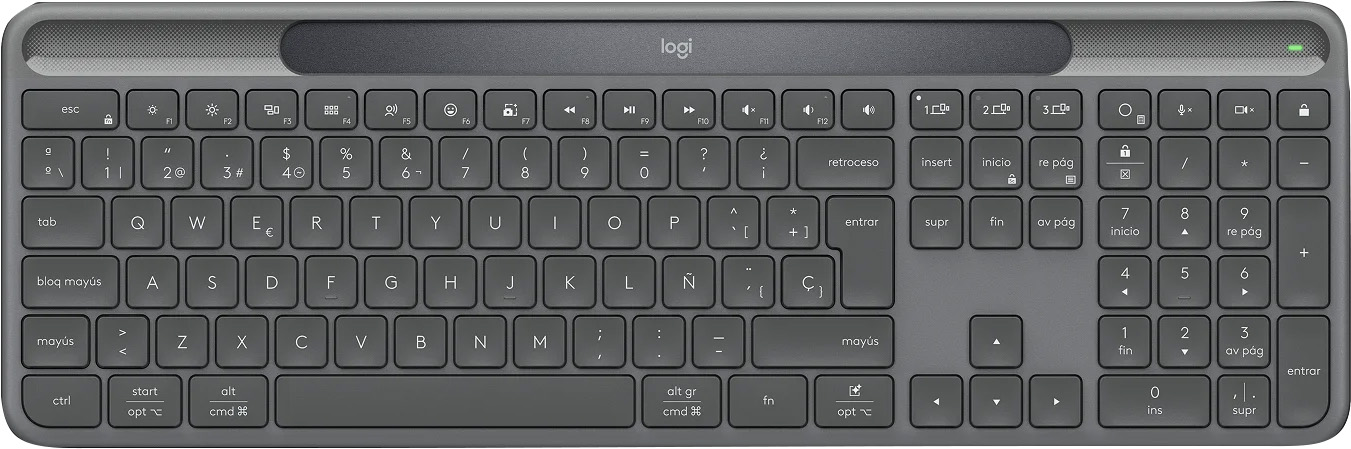 Logitech Tastatur K980 SOLAR+, Wireless, Bluetooth, grafit Signature Slim, DE, USB-C, Bolt, Business