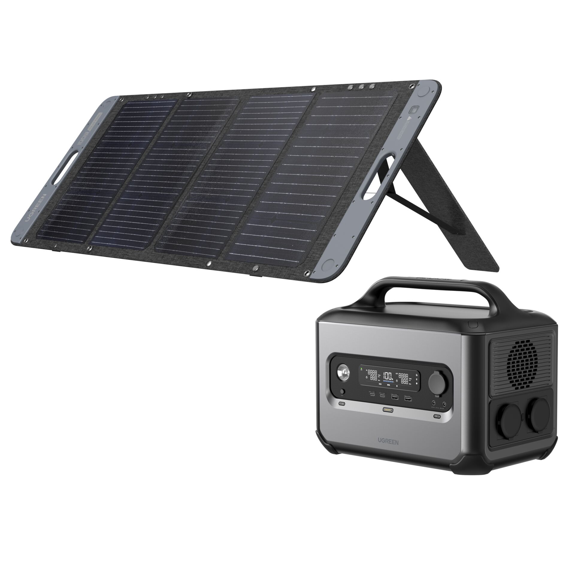 UGREEN PowerRoam GS1200 Powerstation 1024 Wh LiFePO4 + faltbares 100-W-Solarpanel