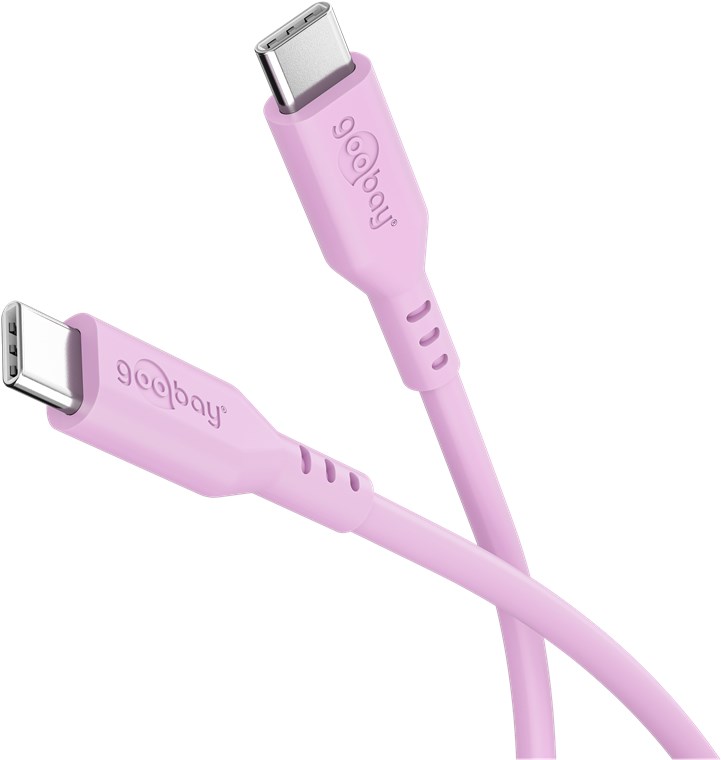 USB-C Silikon-Ladekabel, für USB-C Geräte, schnellladefähig, Knickschutz, Länge 1,5 Meter, pink