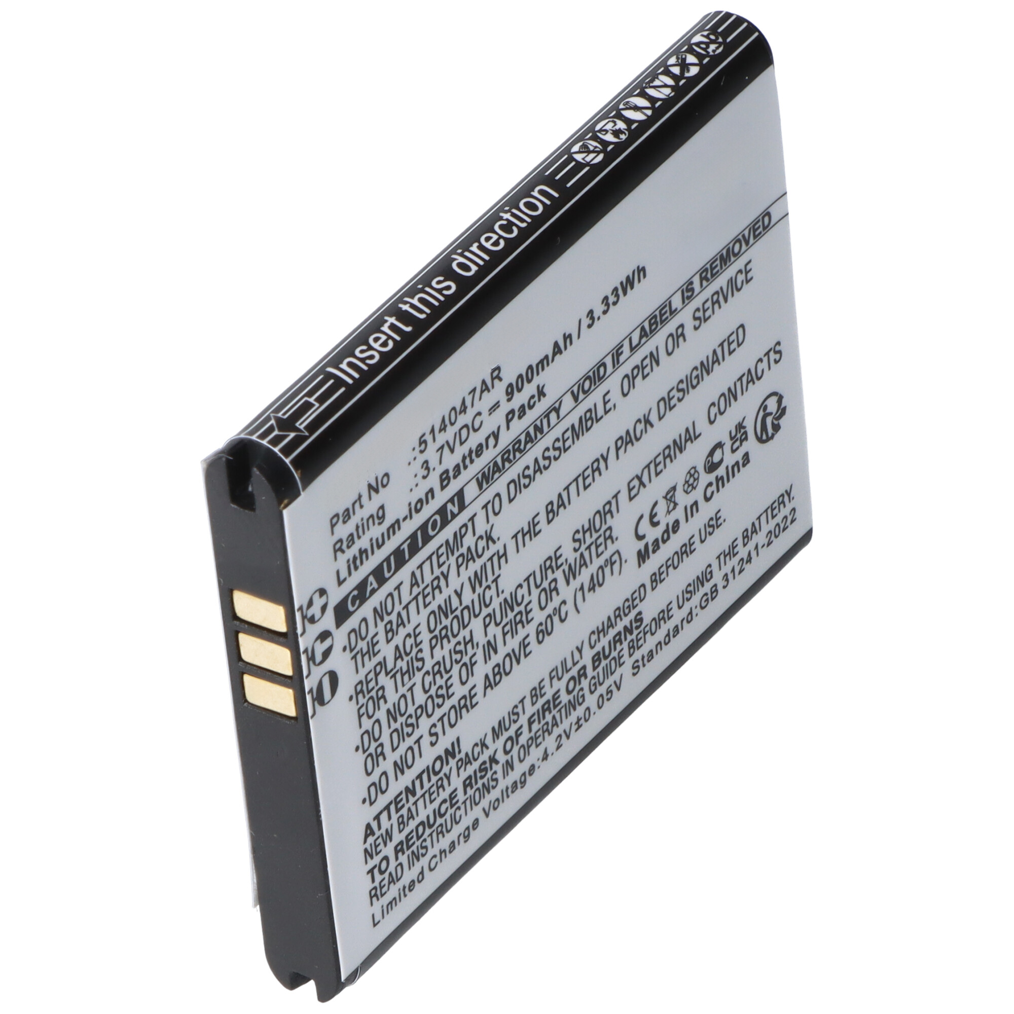 Akku passend für Panasonic KX-TU446, KX-TU456, ersetzt Panasonic 514047AR Akku, 3,7V 900mAh