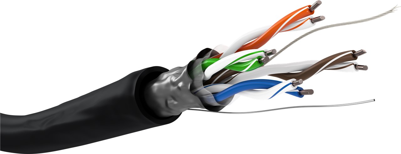 Goobay CAT 5e Outdoor Netzwerkkabel, F/UTP, schwarz - Kupferkaschierter Aluminiumleiter (CCA), AWG 24/1 (solid), Polyethylen-Kabelmantel (PE)