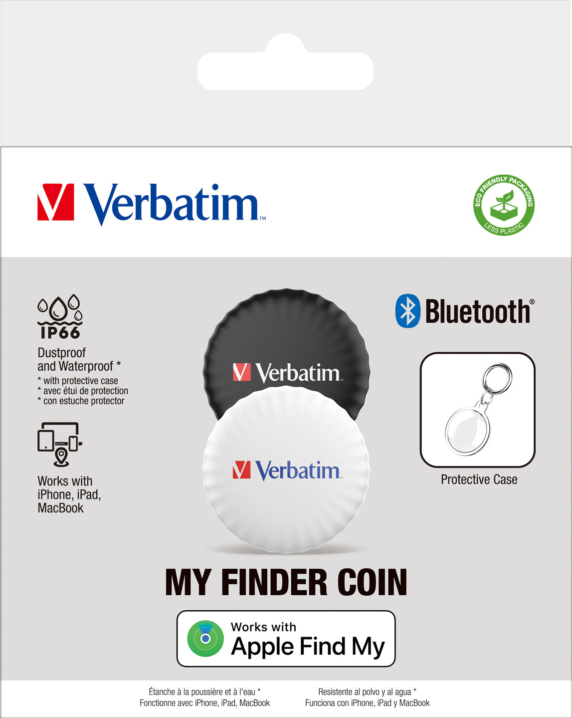 Verbatim Tracker, My Finder Coin, MYFC-02BW, schwarz-weiss Bluetooth, für Apple Find My App, Retail (2-Pack)
