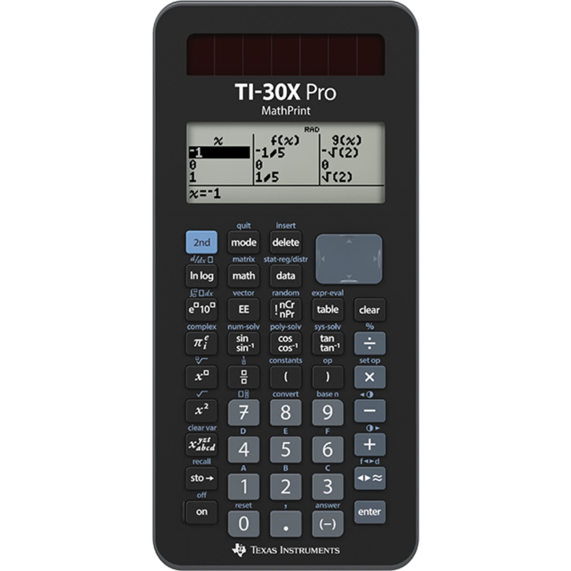 Texas Instruments TI 30X Pro MathPrint Schulrechner mit MathPrint-Anzeige, Solar- und Batteriebetrieb
