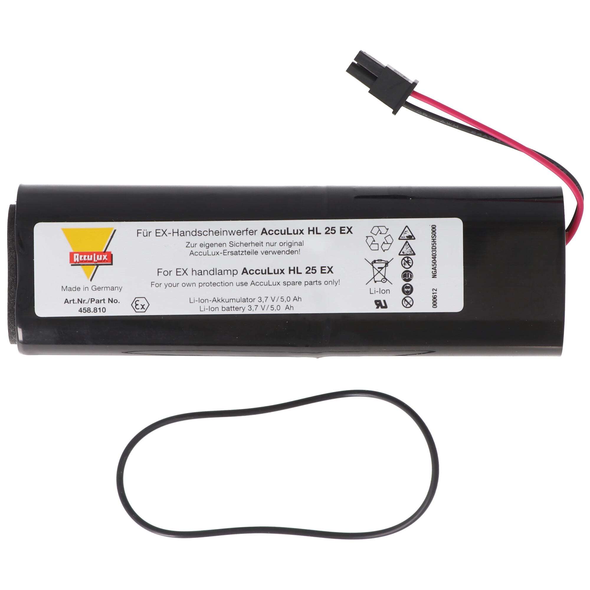 Originalakku für Handleuchte Li-Ion 3,7V 5000mAh 18,5 Wh Ex-geschützt passend für Acculux Knicklampe HL25EX ex