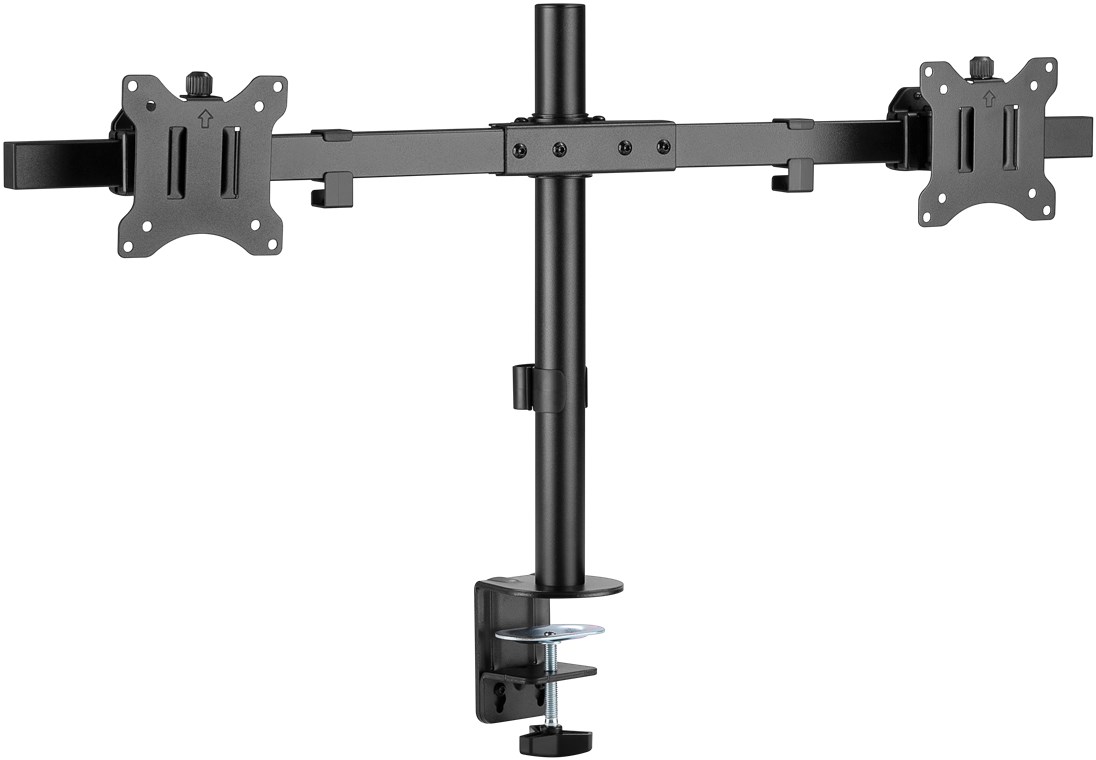Goobay Doppel-Monitorhalterung Fix - Monitorhalter für 2 Monitore zwischen 17 und 32 Zoll (43-81 cm) bis 9 kg