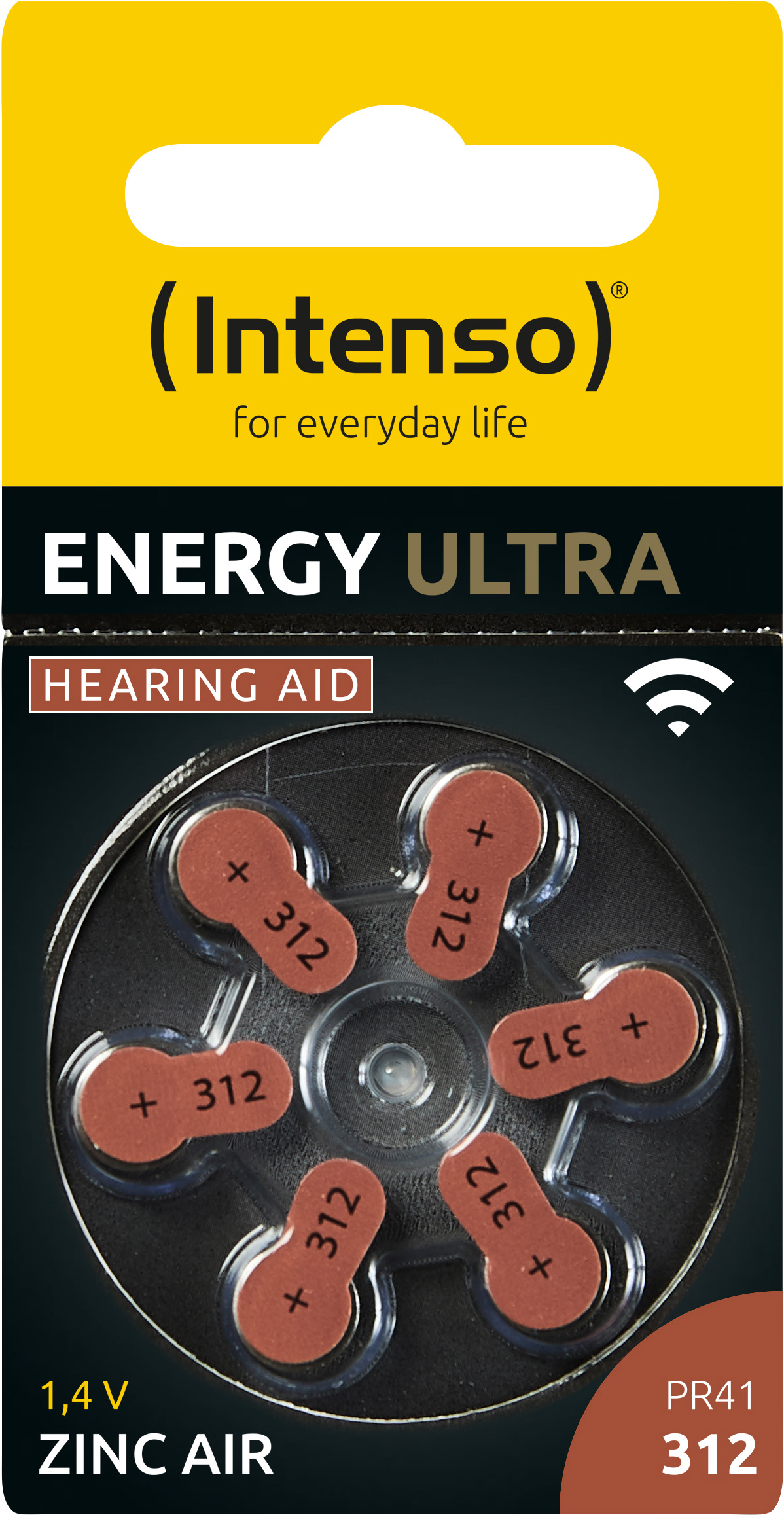 Intenso Hörgeräte-Batterie „Energy Ultra“ – A312 / PR41, 1,45 Volt (6er Pack)