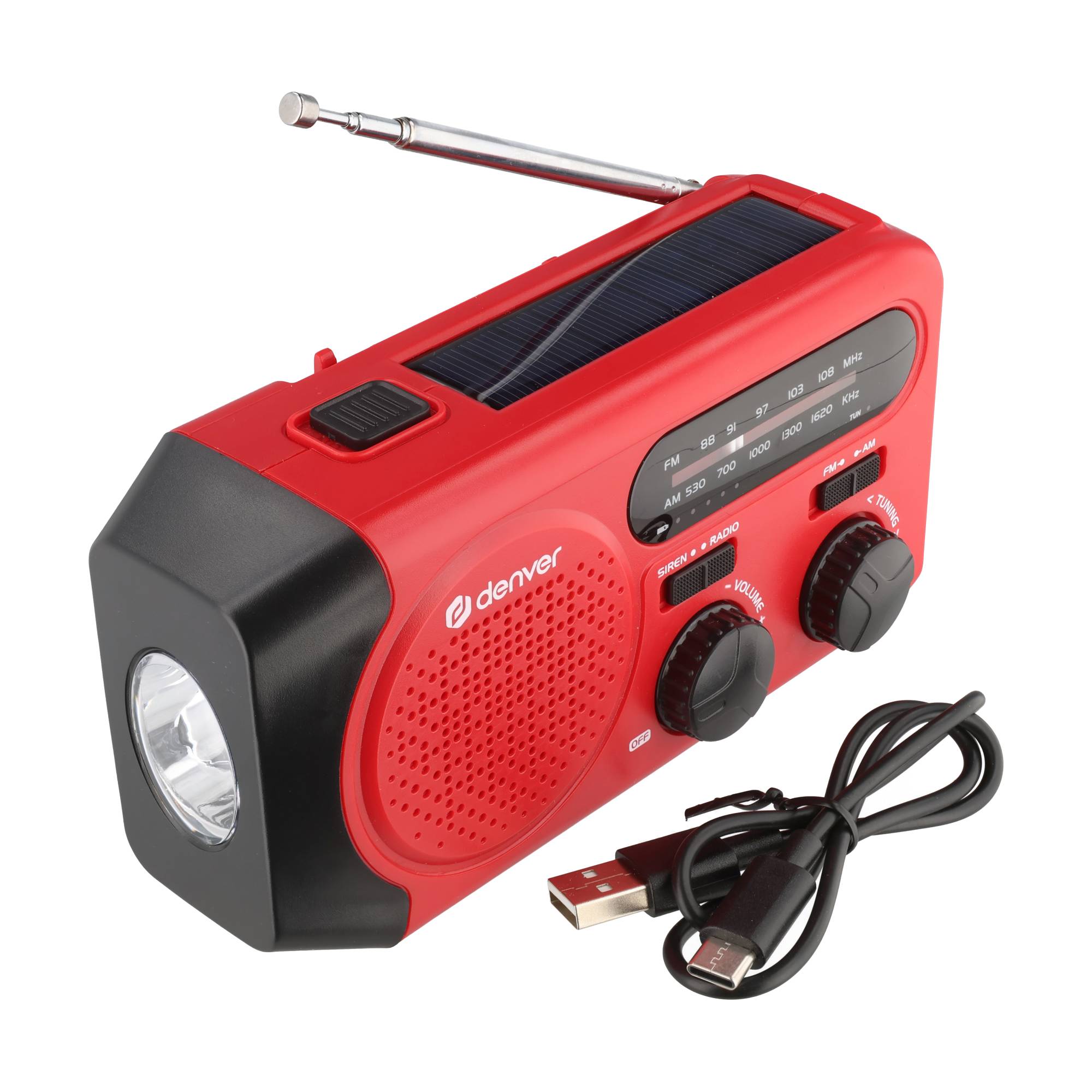 Notfall Radio -Solar-Dynamo-Koffer-Radio mit LED-Taschenlampe, mit Li-ion Akku