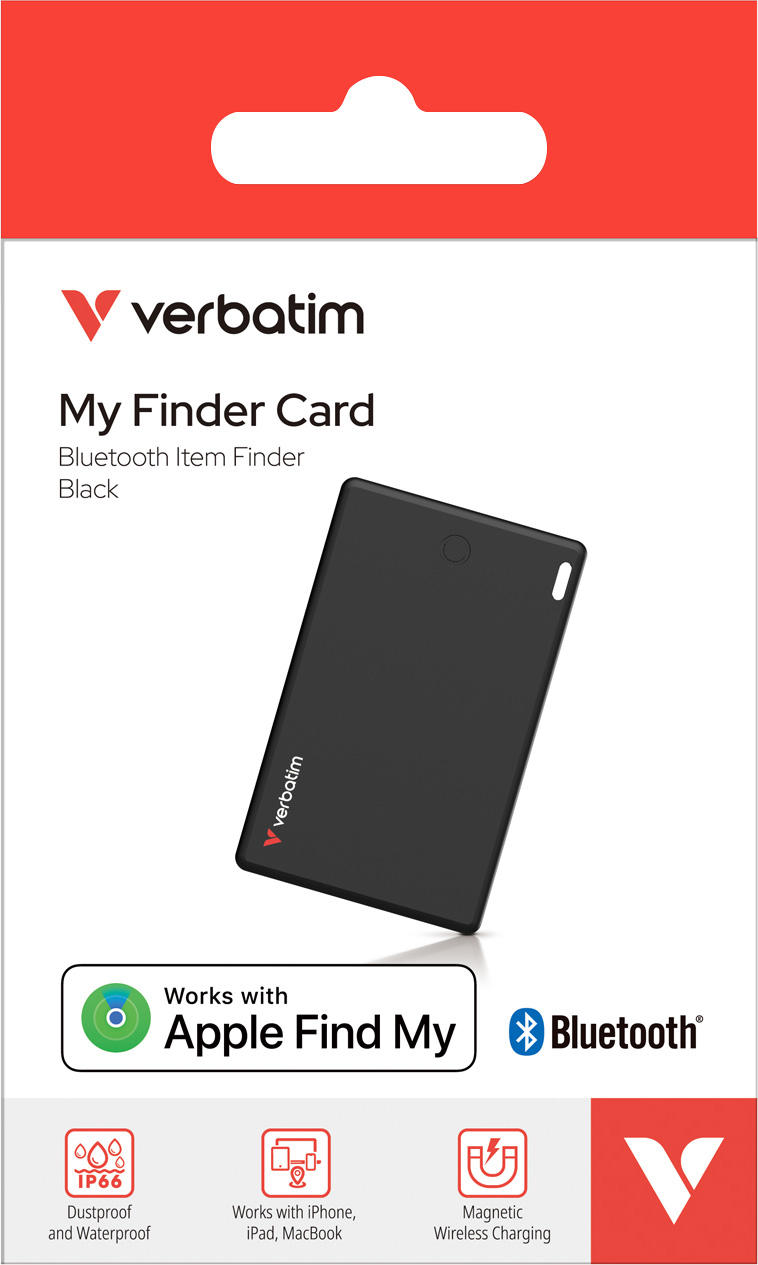 Verbatim Tracker, My Finder Card, MYFCR-01B, schwarz Bluetooth, Akku, für Apple Find My App, Retail (1-Pack)