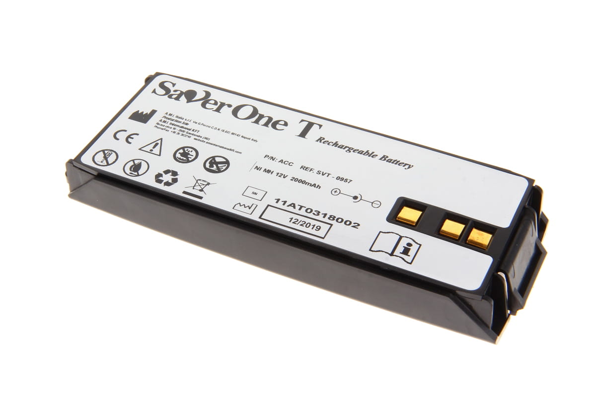 Original NiMH Akku für Defibrillator Saver One Trainingsakku SVT-C0957 - 12 V 2000 mAh 186x68x26 mm