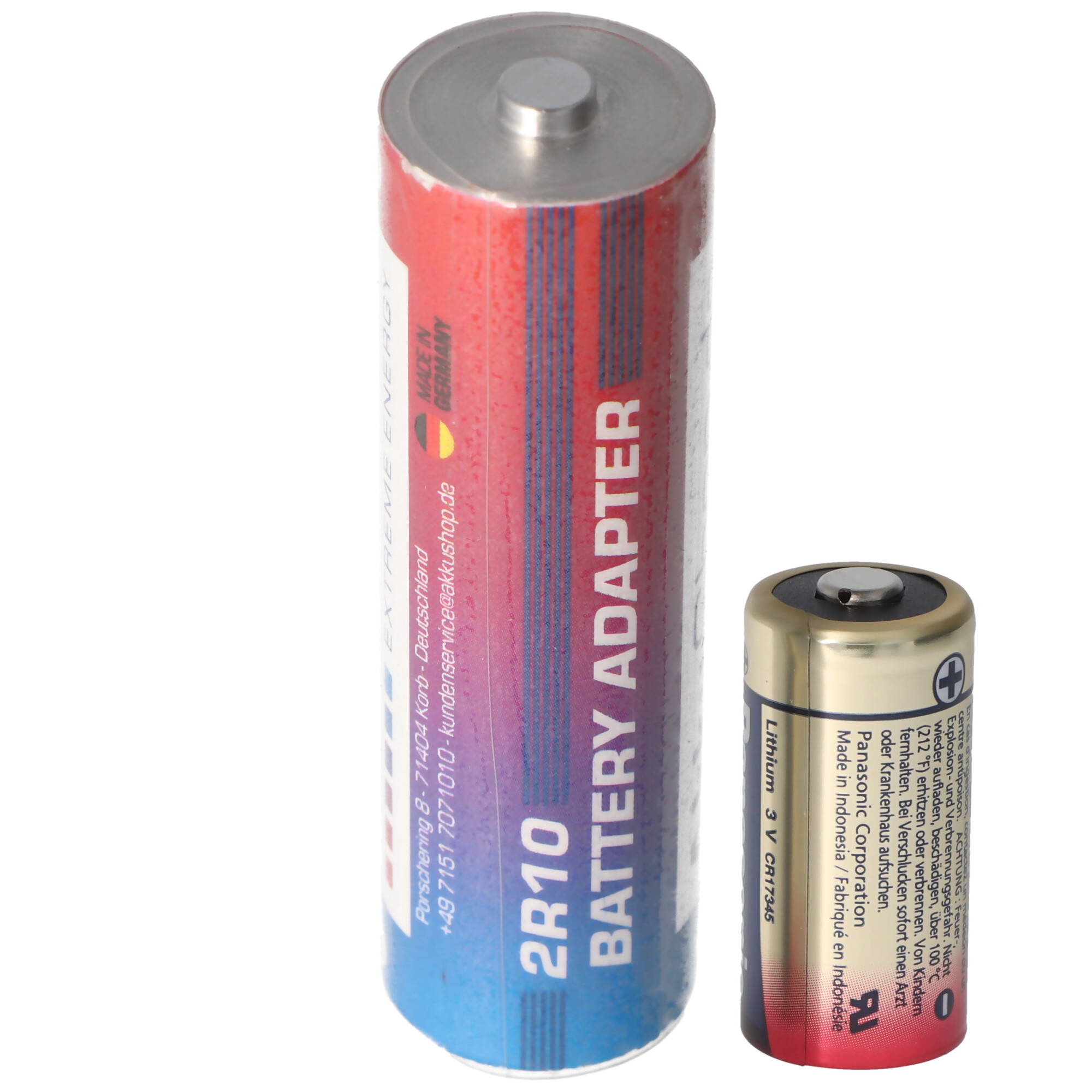 Adapter Batterie 2R10 Duplex Stab-Batterie, 2R10R, 3010, 2010, 3,0 Volt 73x21mm max. 1600mAh (Metall)