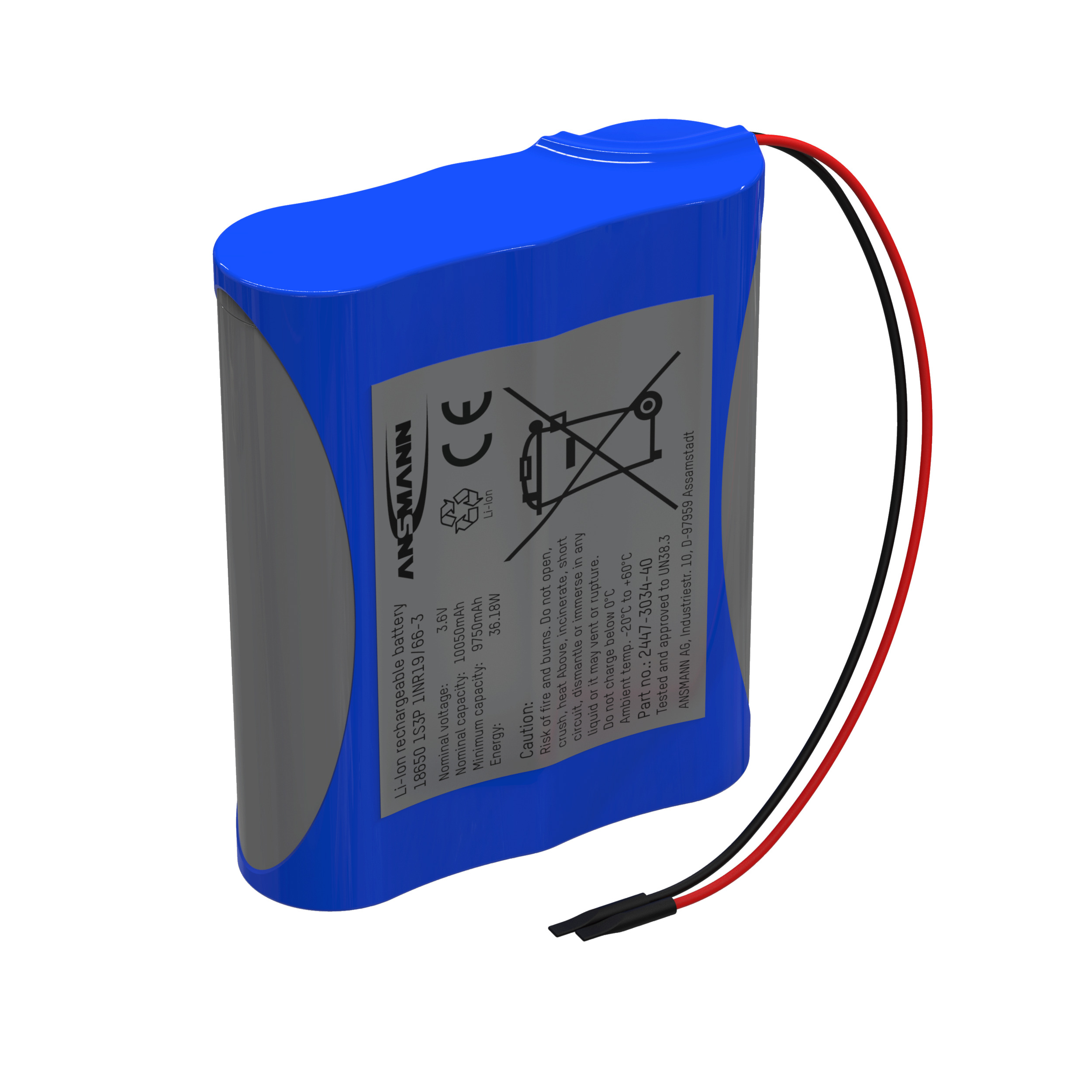 Ansmann Lithium-Ionen Akkupack 3,6 V/10050 mAh/1S3P, ideal für mobile Anwendungen