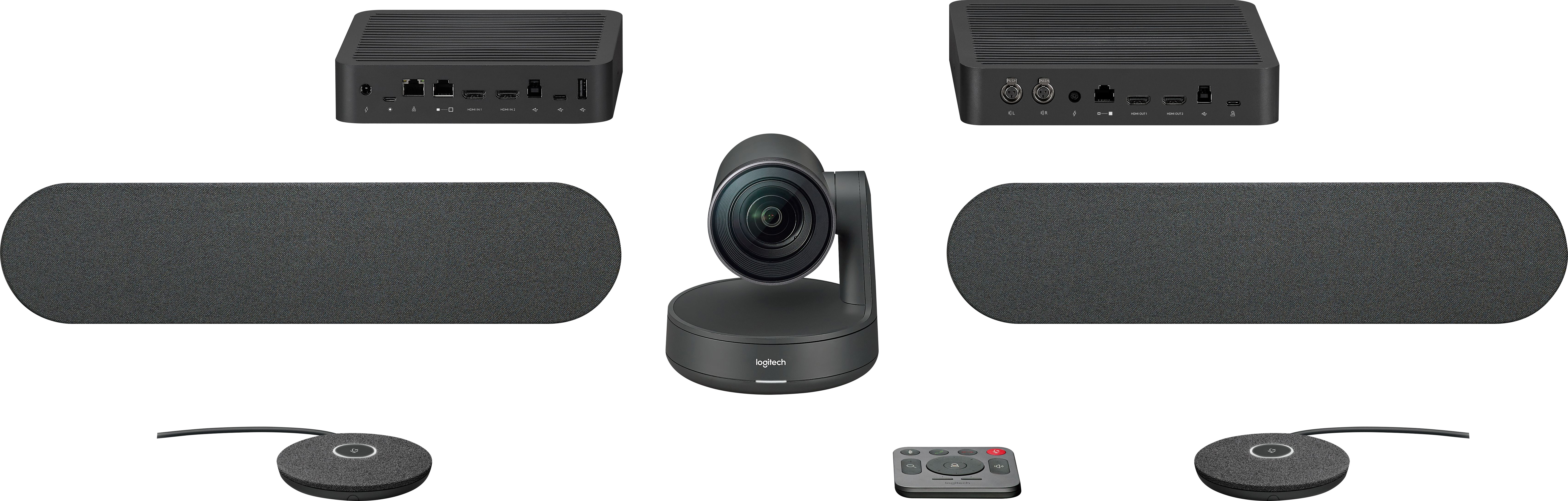 Logitech ConferenceCam RALLY Plus Kit, 4K Ultra HD, grafit 3840x2160, USB, Bluetooth, HDMI, Netzwerk, Hub, 2x Lautsprecher, 2x Mikrofon