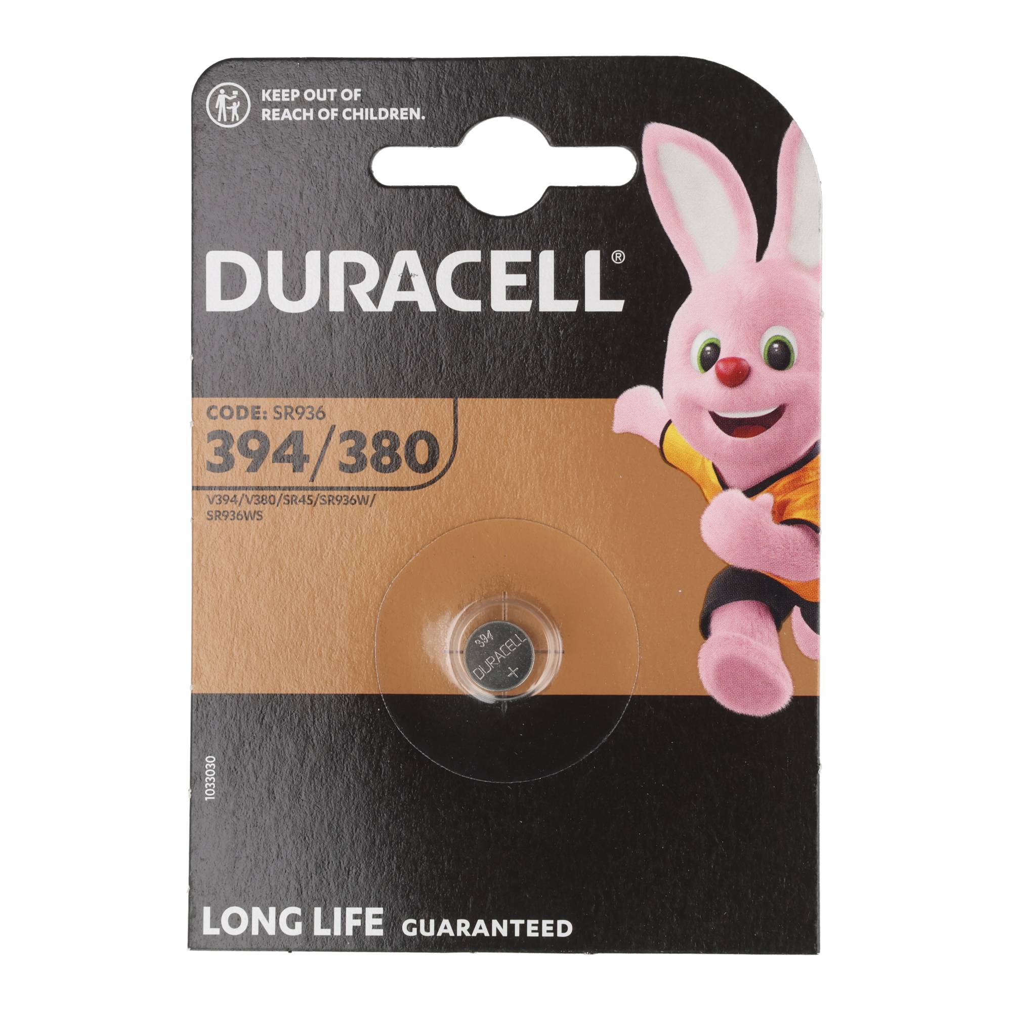 Duracell Batterie Silver Oxide, Knopfzelle, 380/394, SR45, 1.5V Watch, Retail Blister (1-Pack)