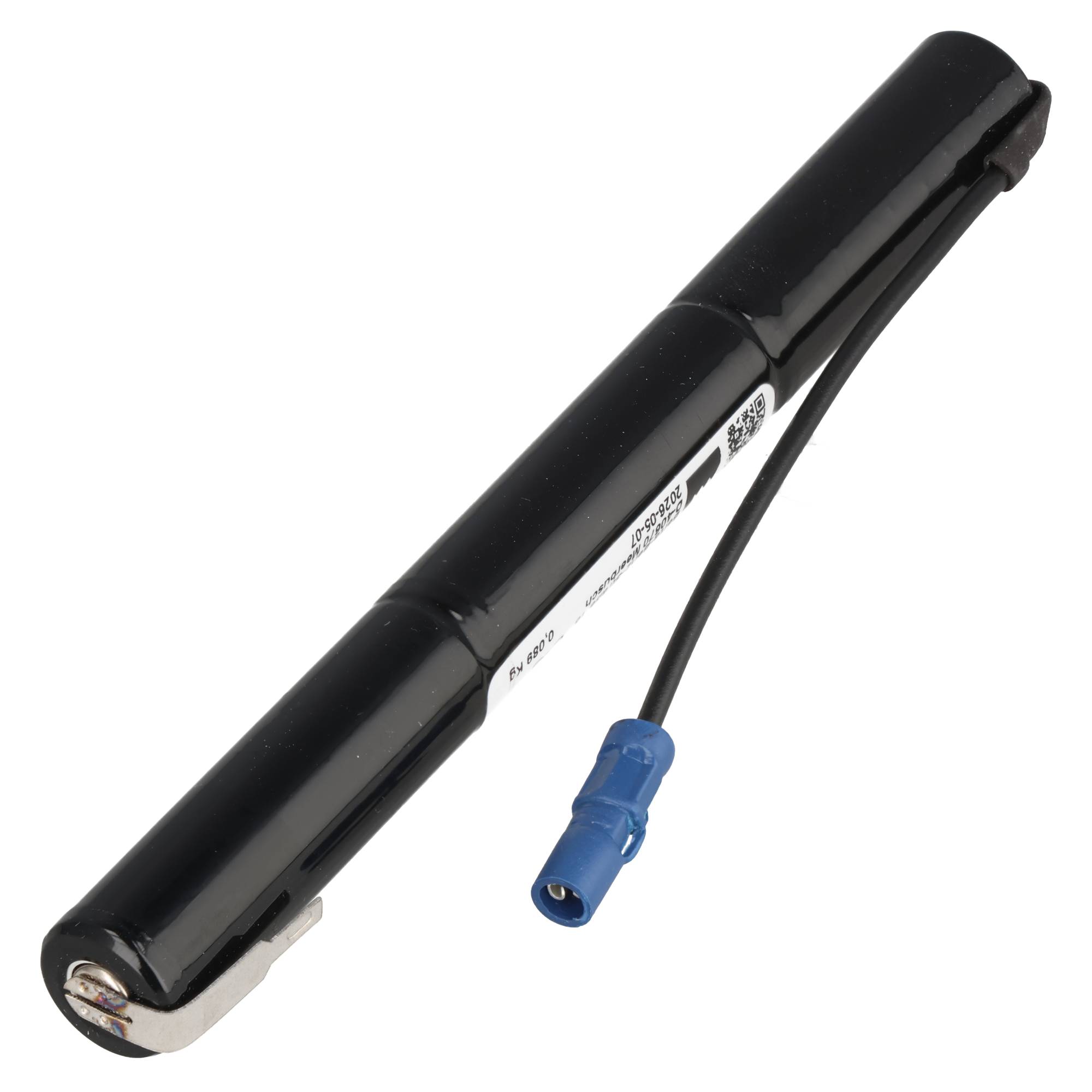 3,6 Volt Akku für Not- und Sicherheitsbeleuchtung 2200mAh, 150x15mm, Bauform AA, +Pol 2,8mm Faston Kontakt, -Pol 100mm Kabel mit 2,8mm Buchse