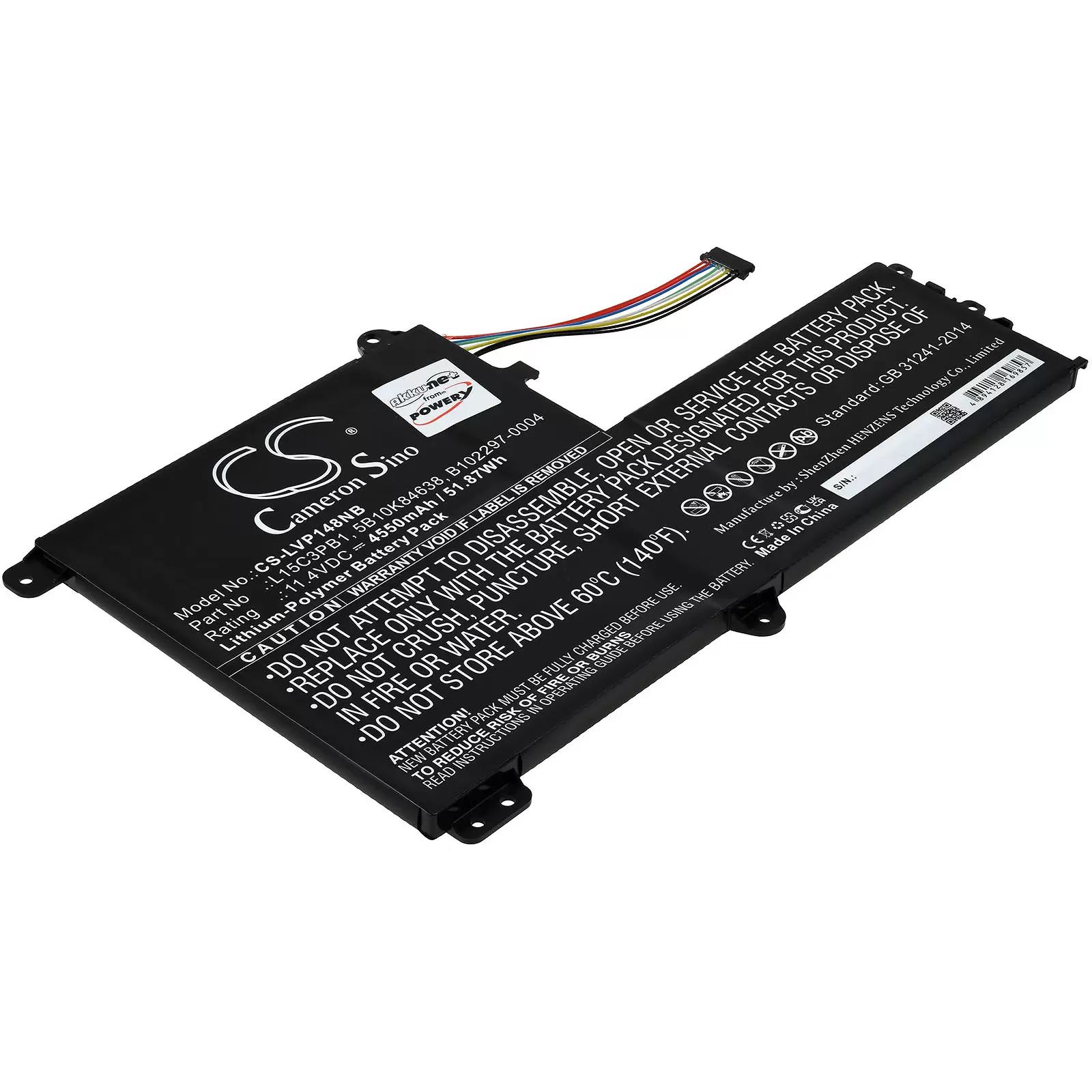 Akku passend für Laptop Lenovo IdeaPad Flex 4-1480 14" 3. Version, Typ L15C3PB1 - 11,4V - 4550 mAh